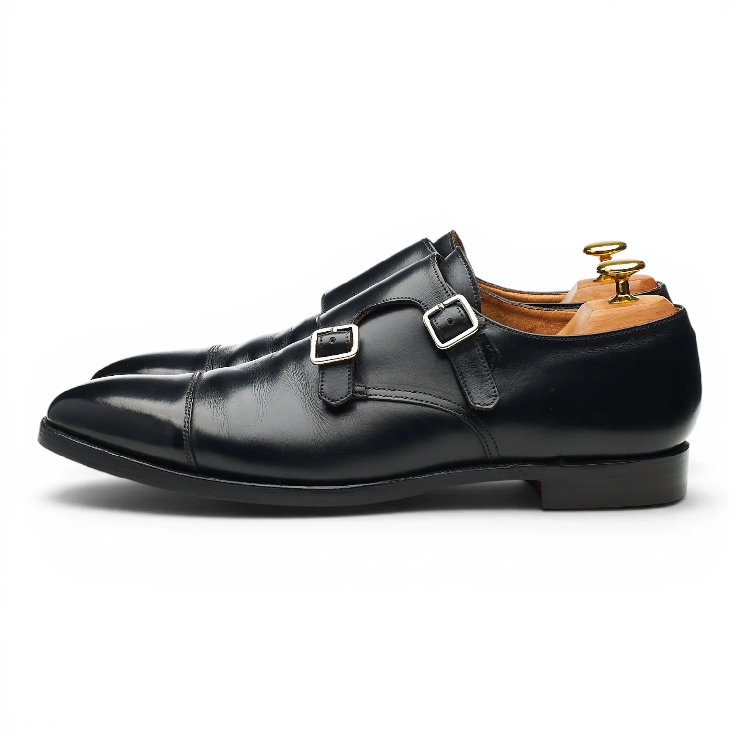 'Lowndes' Black Leather Double Monk Strap UK 8 E - Image 3