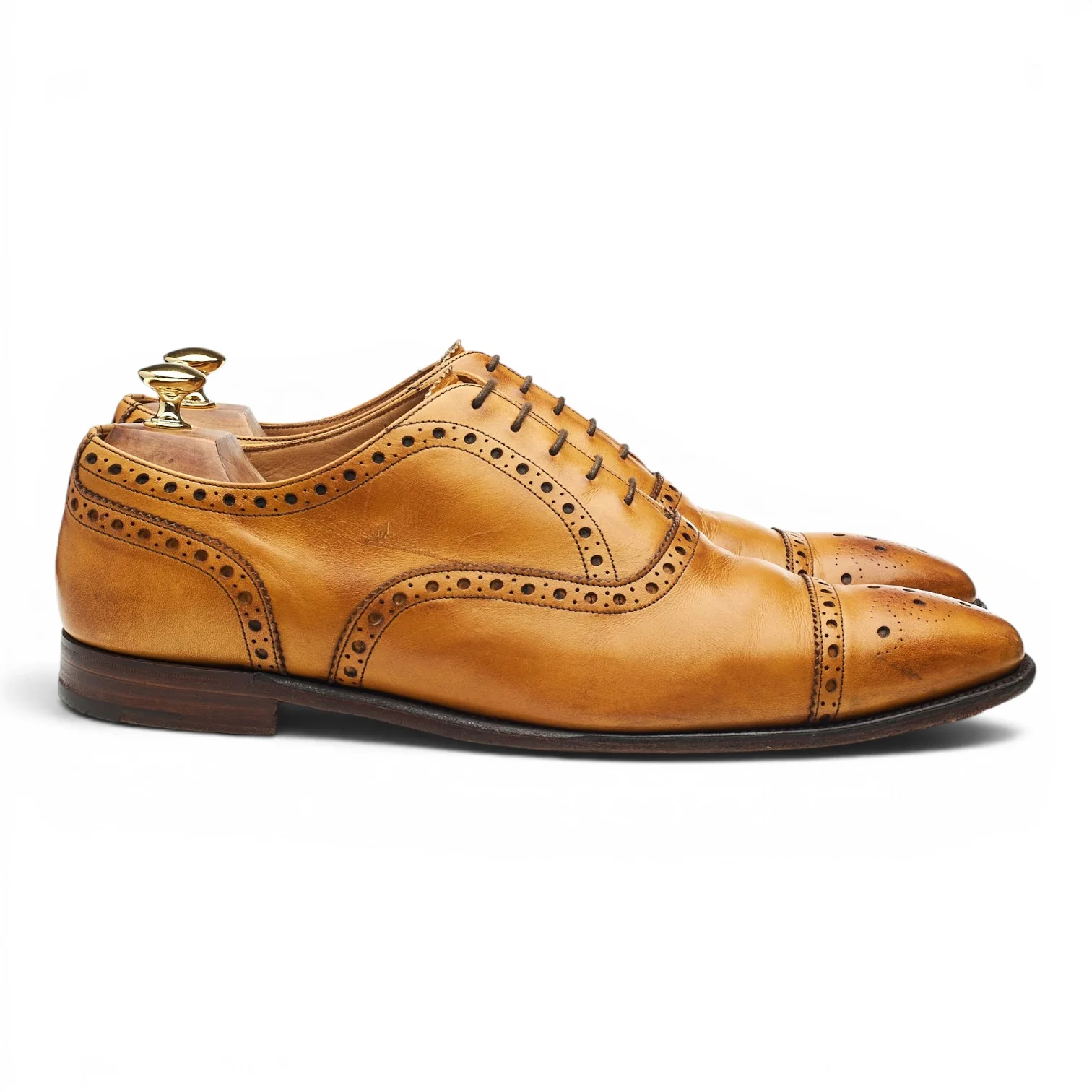 'Maidstone' Tan Brown Leather Oxford Brogues UK 11 F