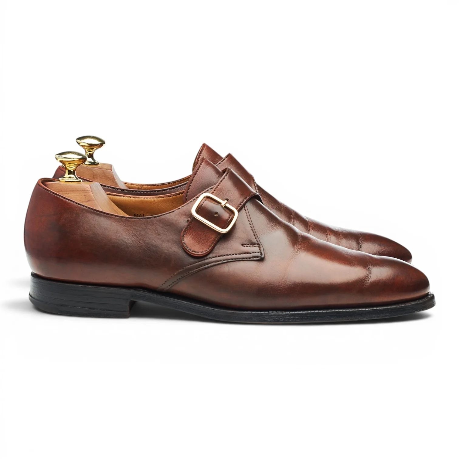 'Malvern' Tan Brown Leather Monk Straps UK 7.5 E
