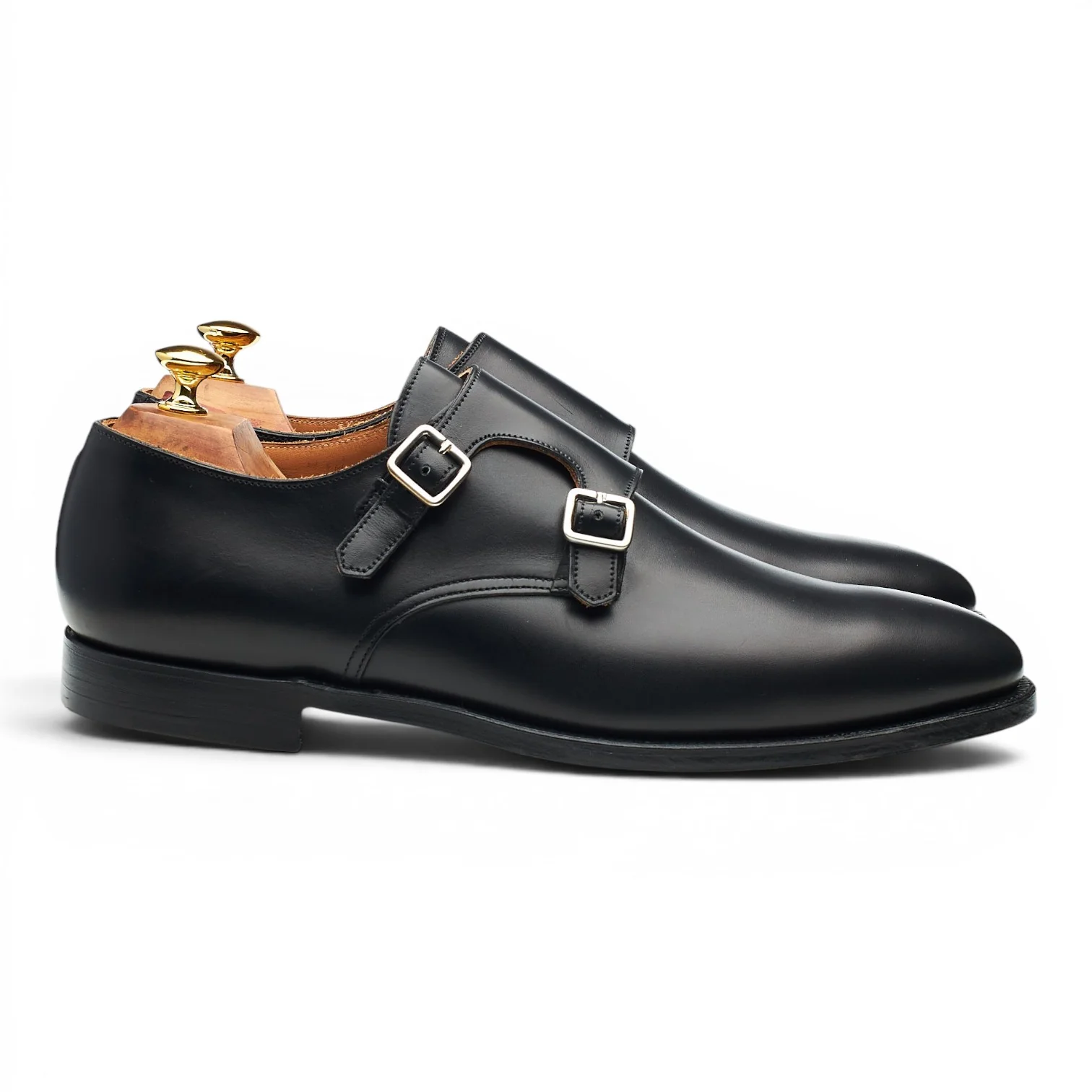'Melbourne' Black Leather Double Monk Strap UK 10 E