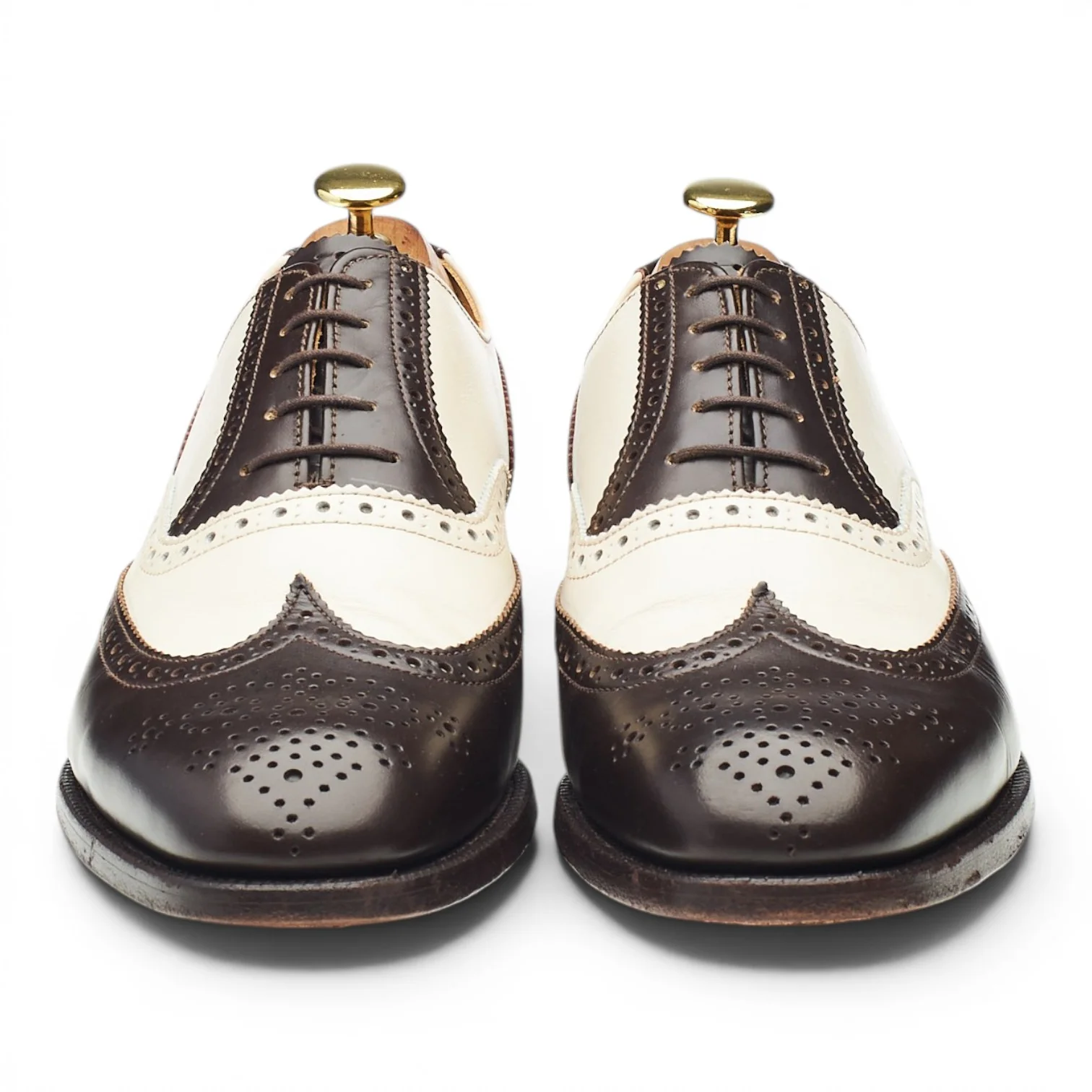 'Melly' Dark Brown & Cream Leather Oxford Spectator Brogues UK 8 F - Image 2