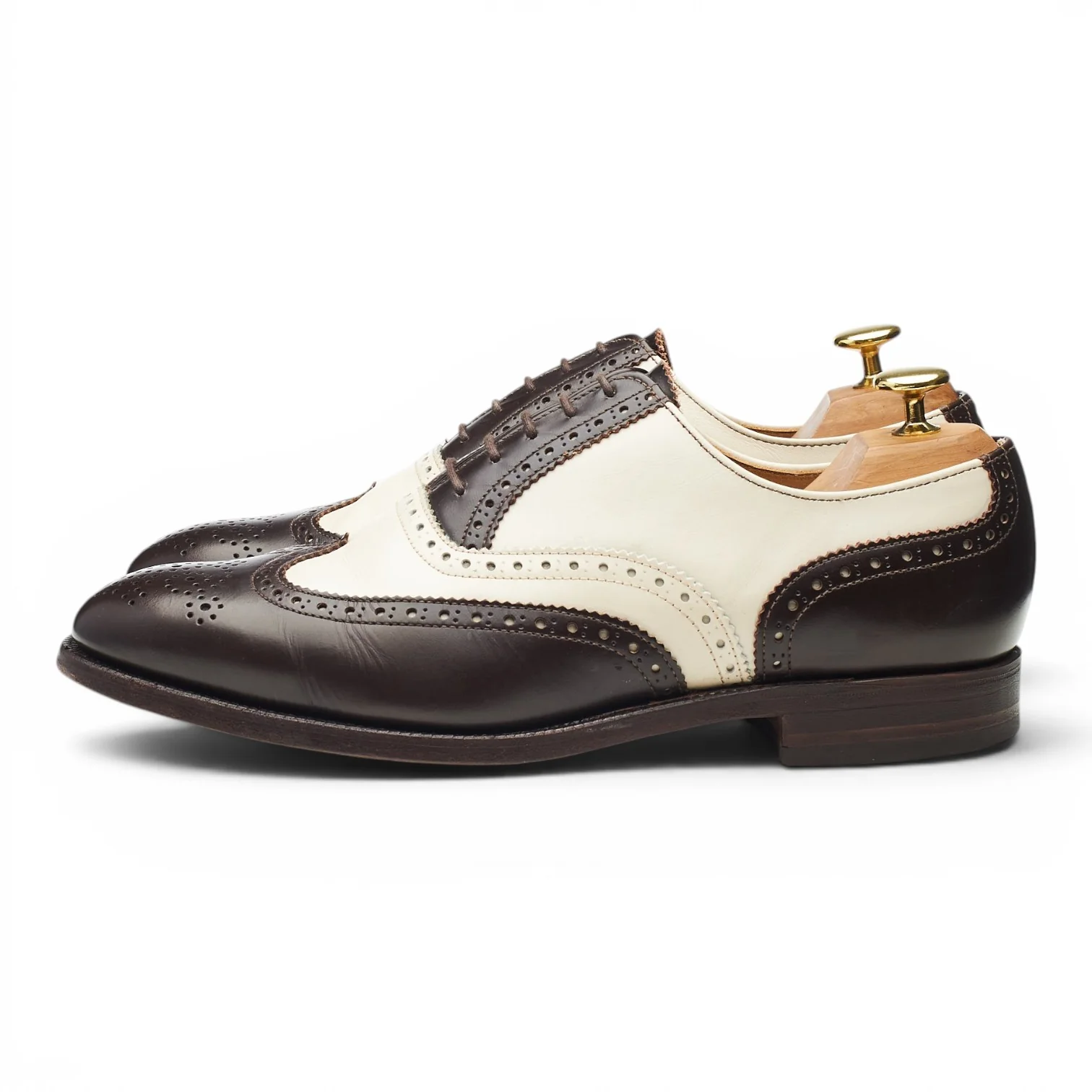 'Melly' Dark Brown & Cream Leather Oxford Spectator Brogues UK 8 F - Image 3