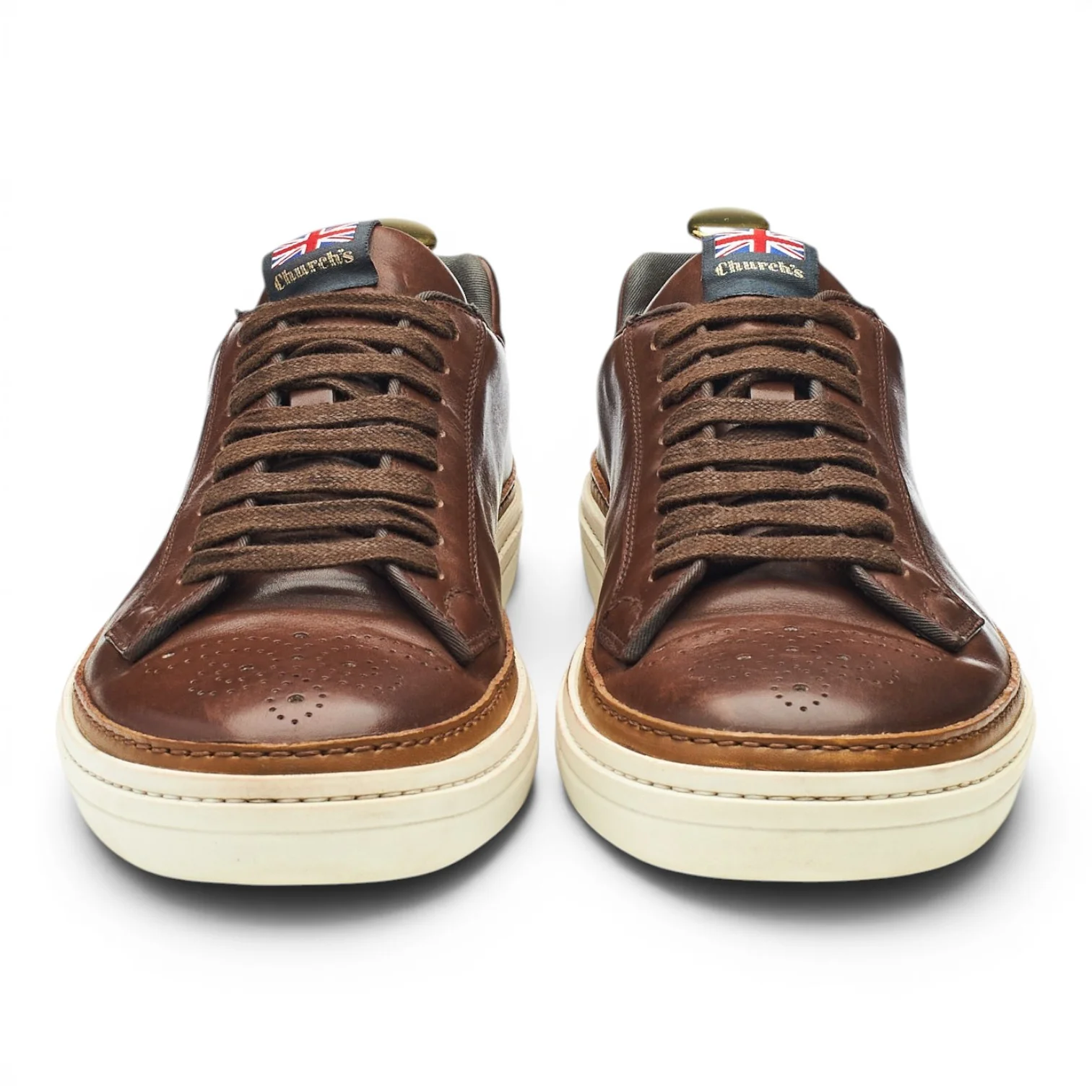 'Mirfield 2' Brown Leather Sneakers UK 8 - Image 2