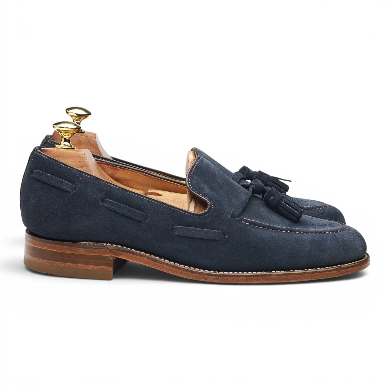 MTO '979286' Navy Blue Suede Tassel Loafers UK 7 F