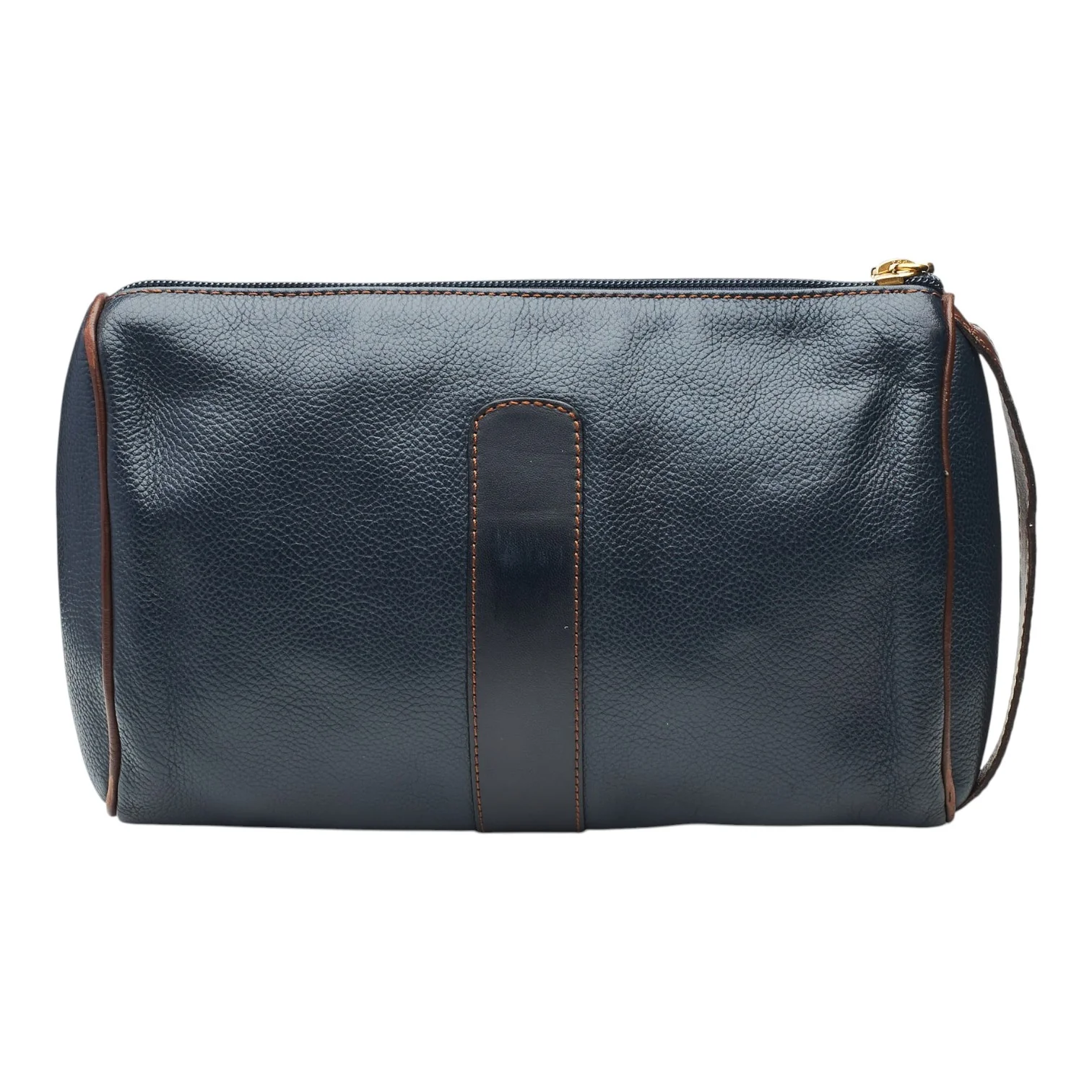 Navy Blue Grain Leather Wash Bag - Image 3
