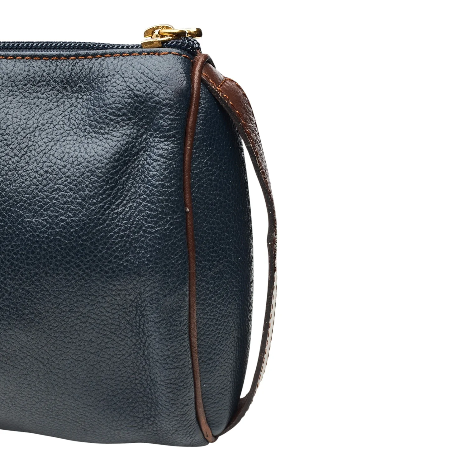 Navy Blue Grain Leather Wash Bag - Image 4