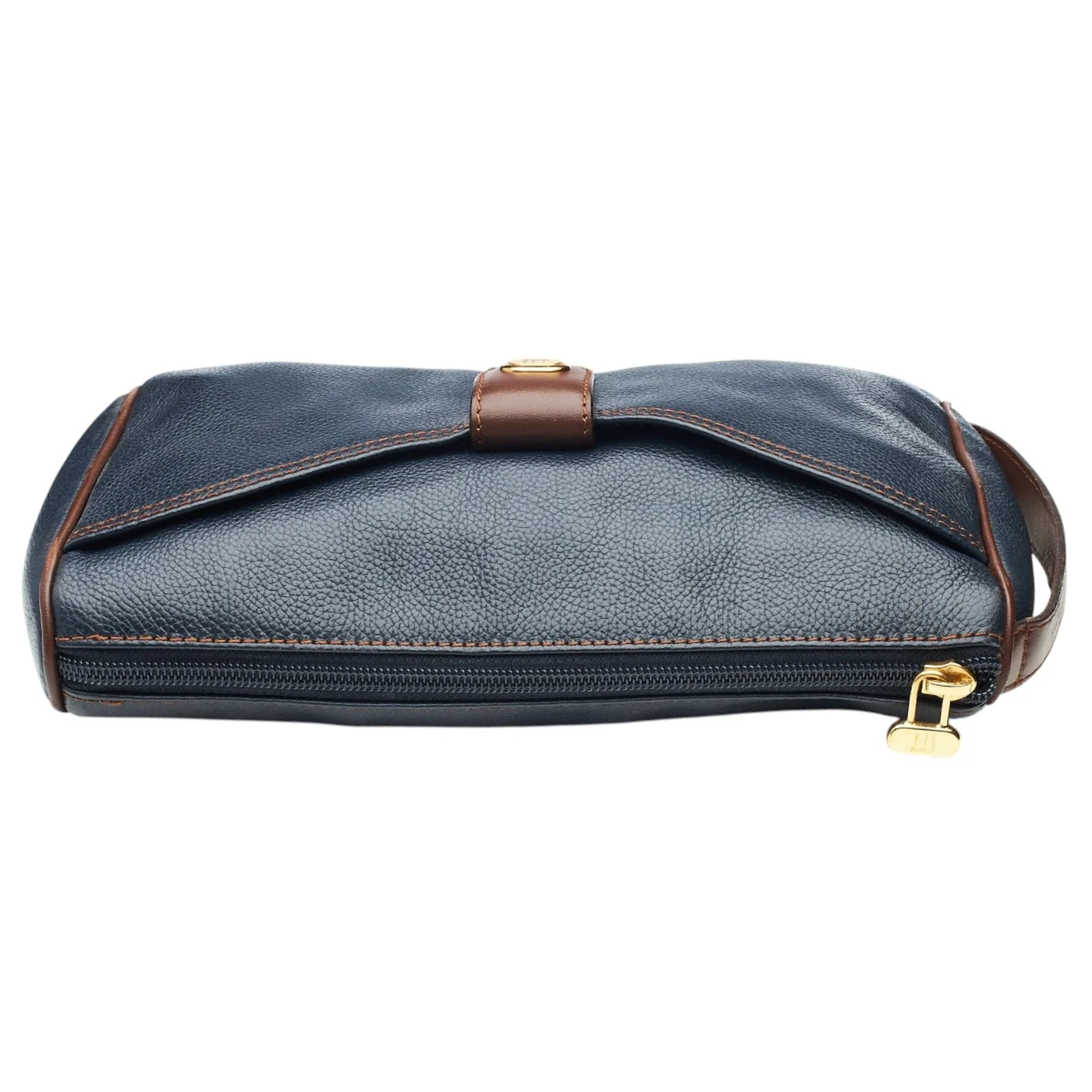 Navy Blue Grain Leather Wash Bag - Image 5