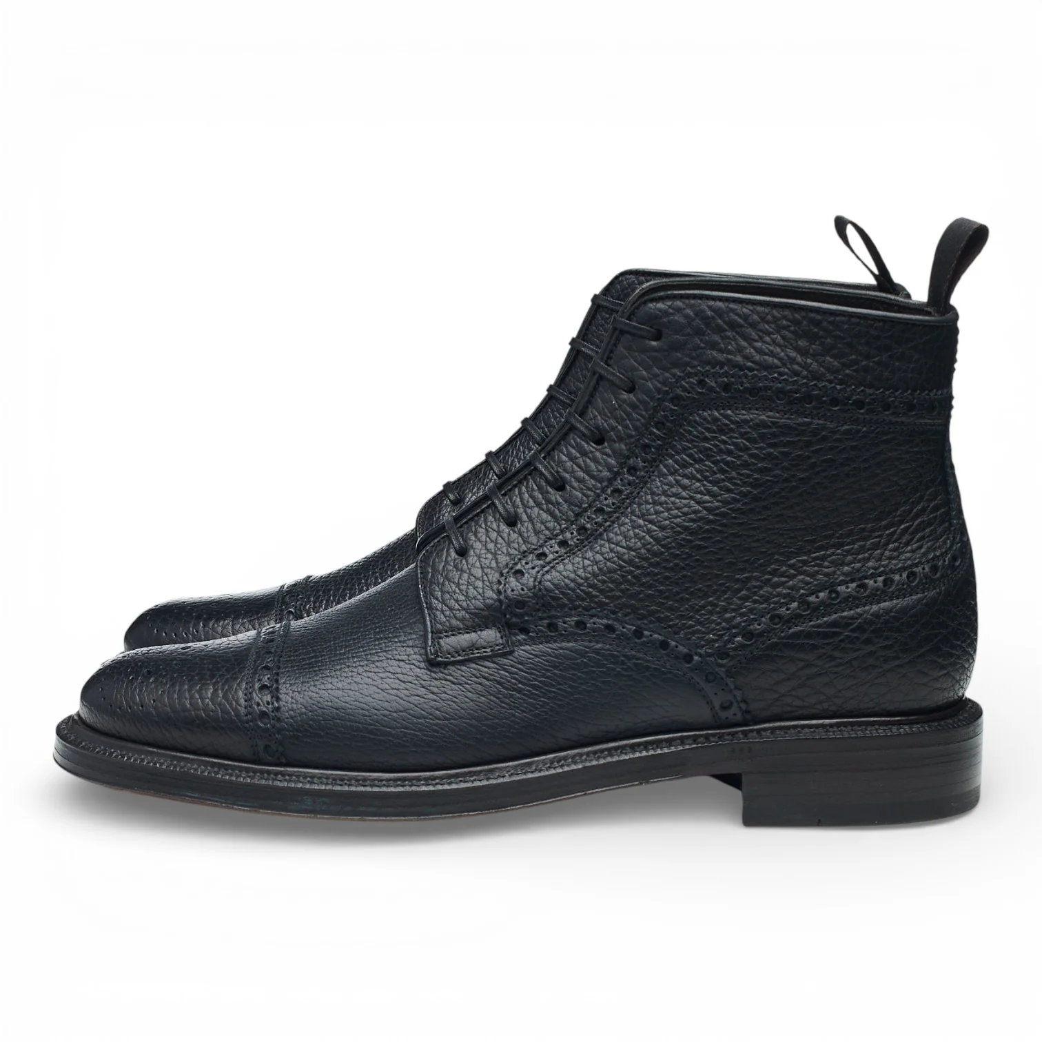 Navy Blue Grain Leather Brogues Boots UK 7 - Image 3