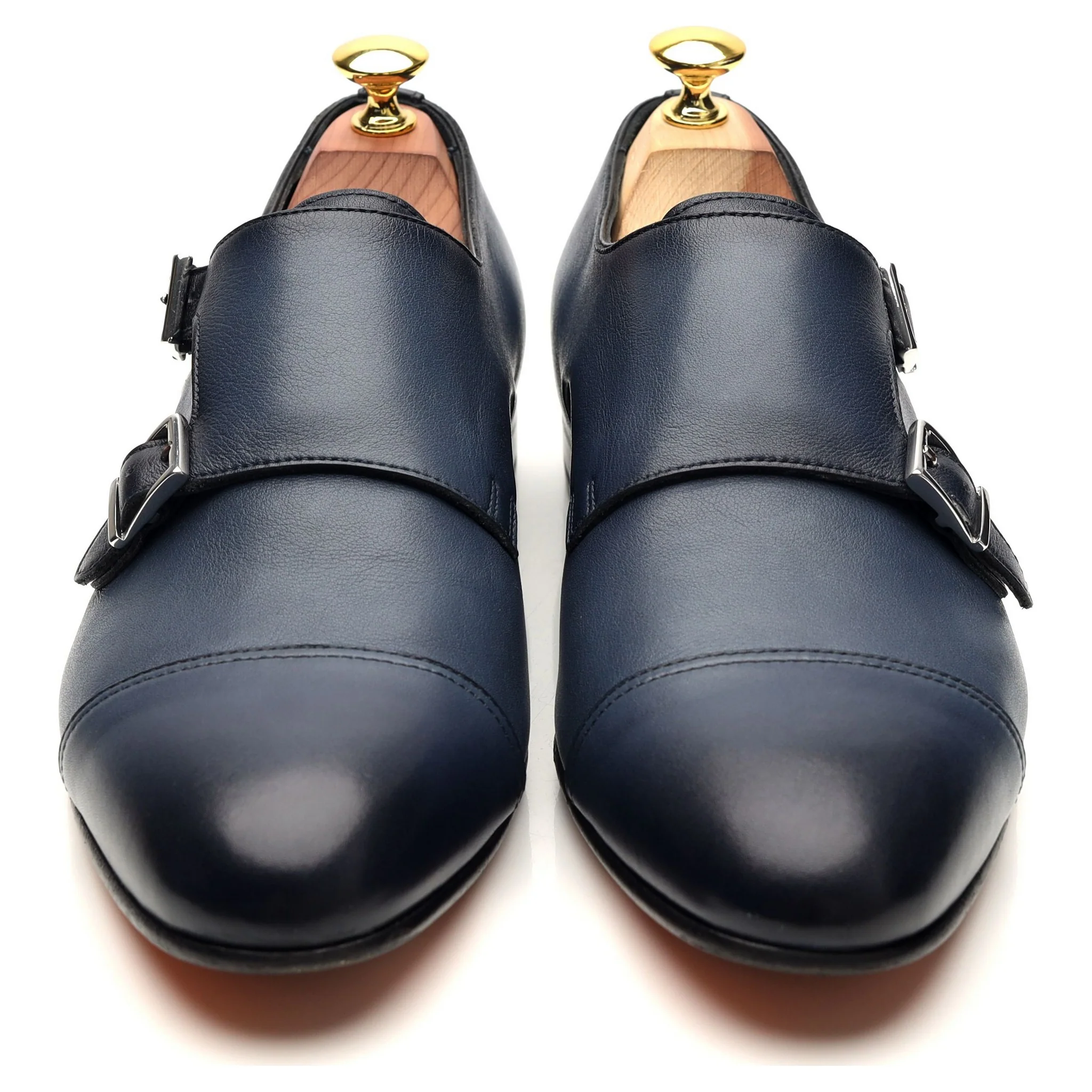 Navy Blue Leather Double Monk Strap UK 7 - Image 2