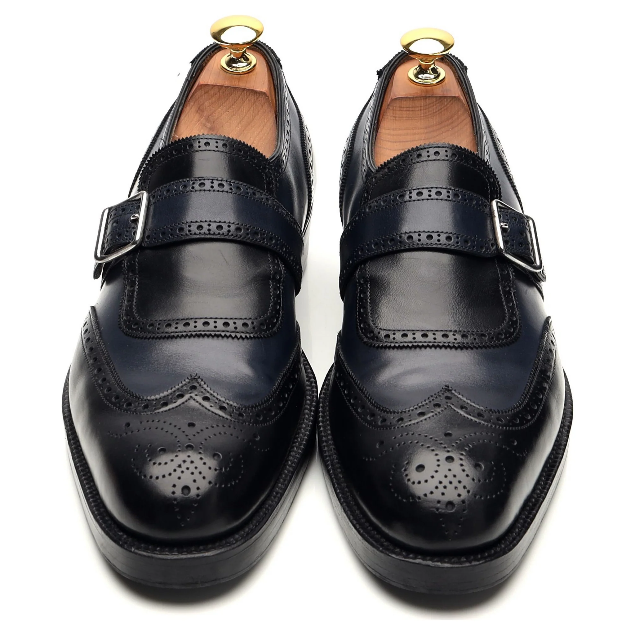 Bespoke Black / Blue Leather Single Monk Strap Brogues UK 6 / UK 6.5 E - Image 2