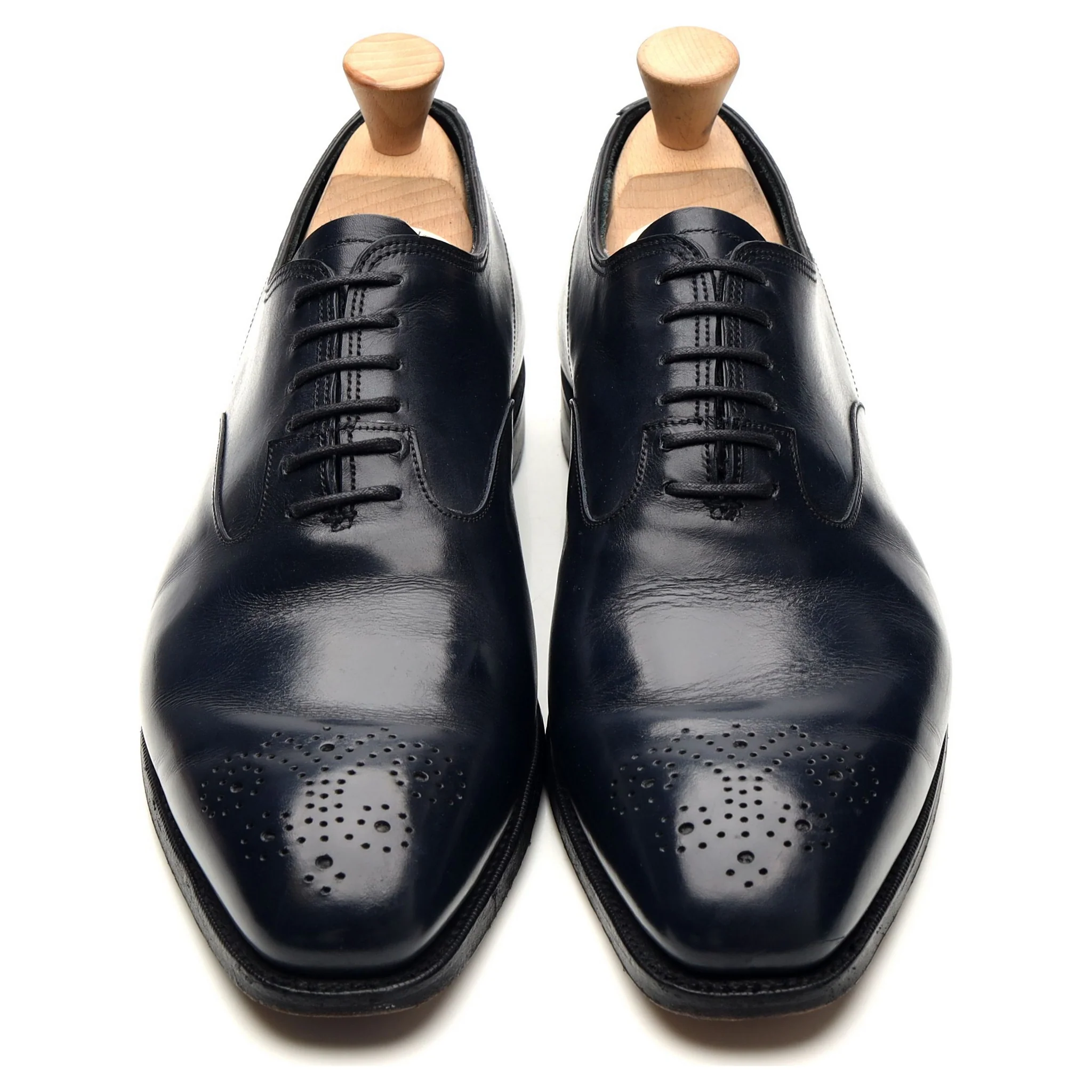 Navy Blue Leather Oxford UK 10 E - Image 2