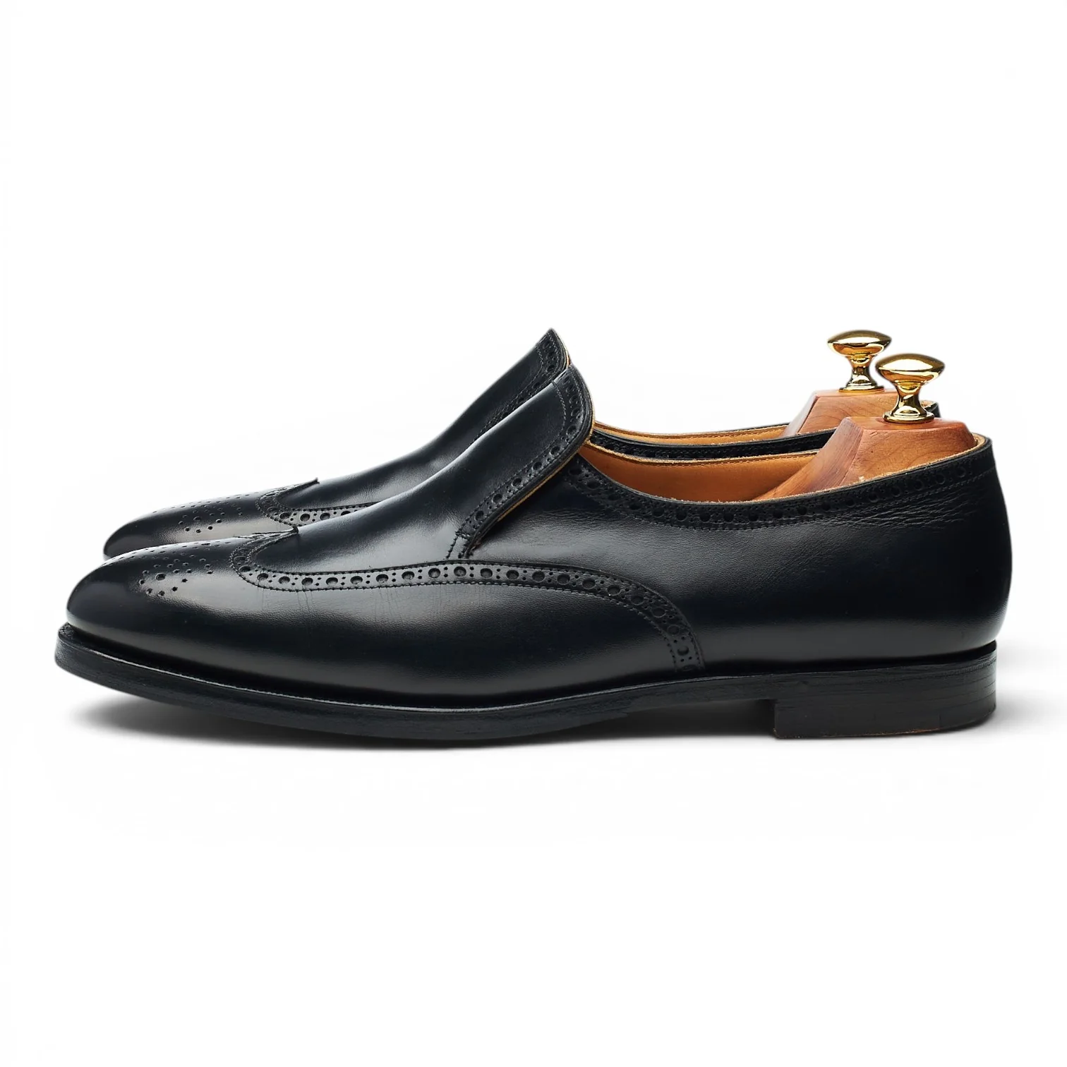New & Lingwood Black Leather Slip On Brogue Loafers UK 9.5 E - Image 3