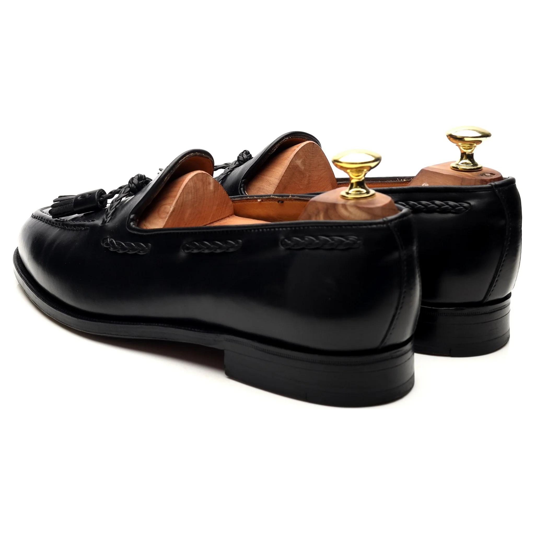 New & Lingwood Black Leather Tassel Loafers UK 7.5 E - Image 3