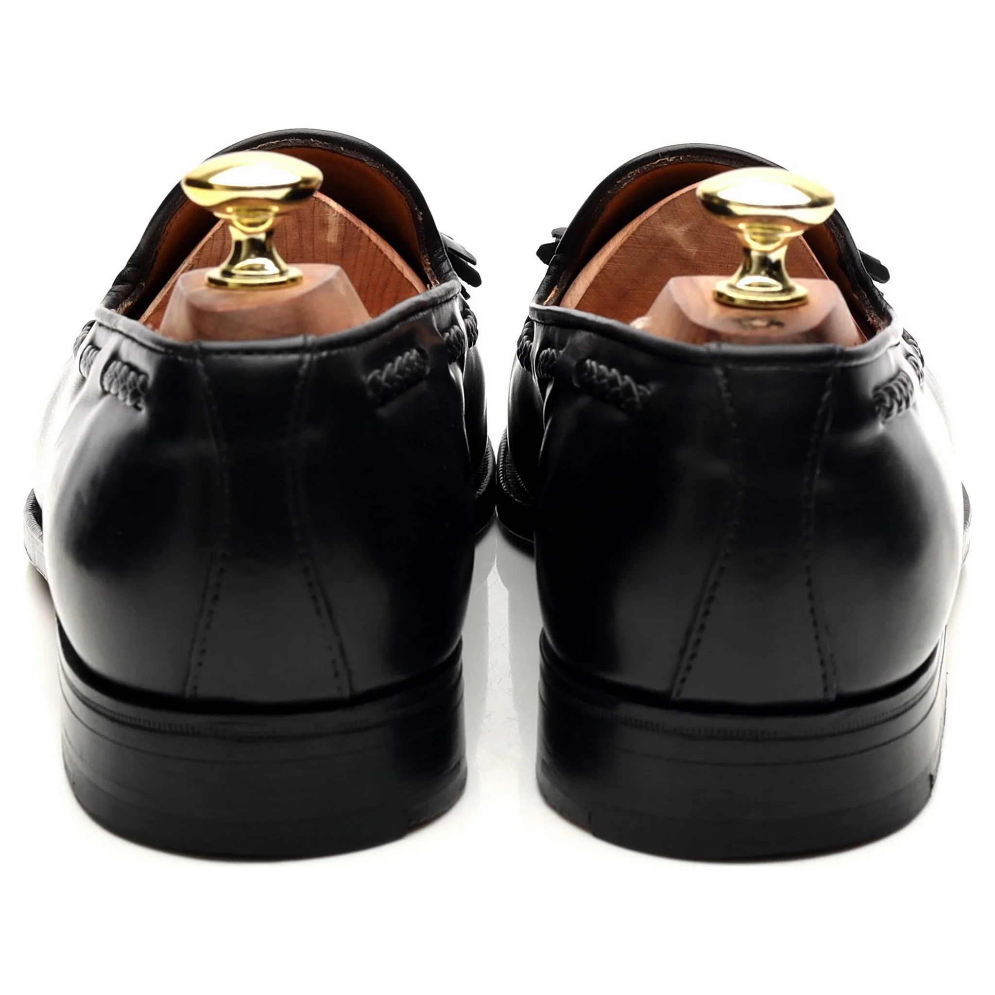 New & Lingwood Black Leather Tassel Loafers UK 7.5 E - Image 4