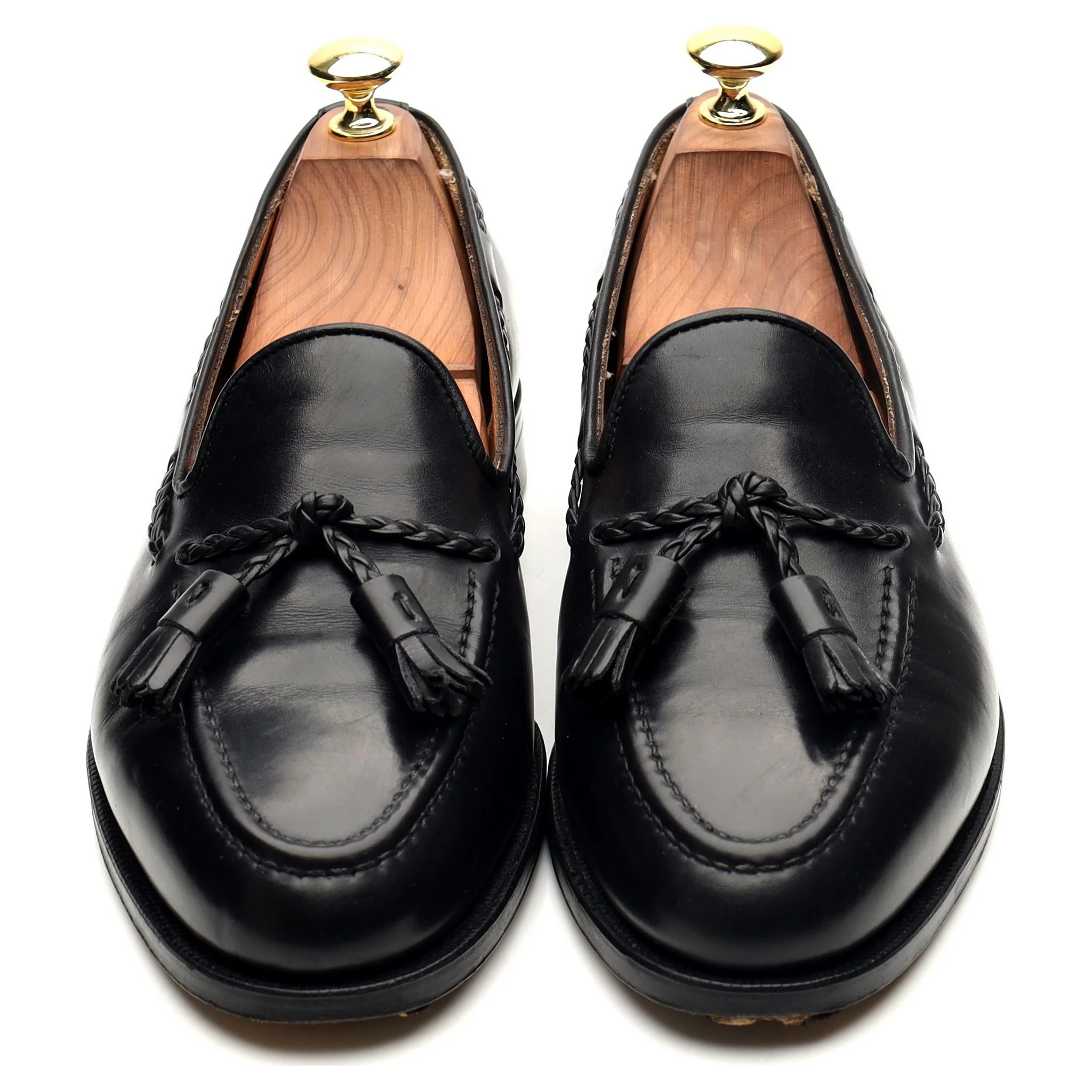 New & Lingwood Black Leather Tassel Loafers UK 7.5 E - Image 9