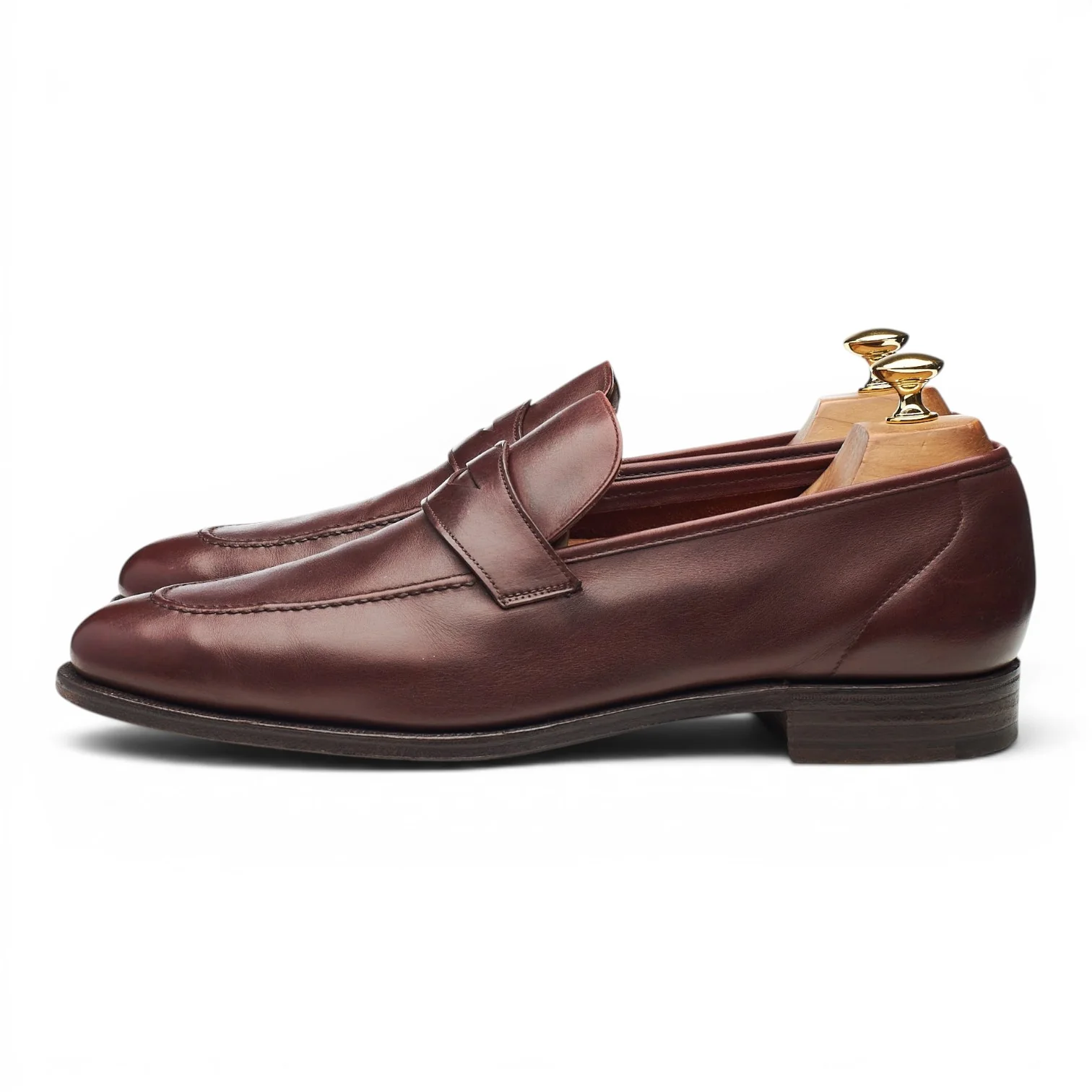 New & Lingwood Burgundy Leather Penny Loafers UK 10.5 E - Image 3