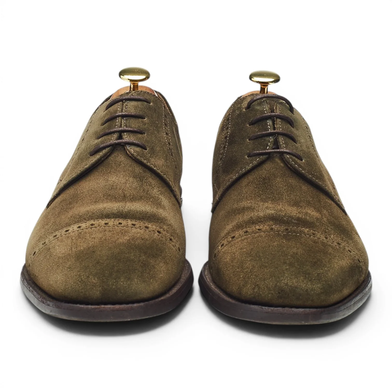 Loake 'Cambridge' Dark Green Suede Derby Brogues UK 8 F - Image 2