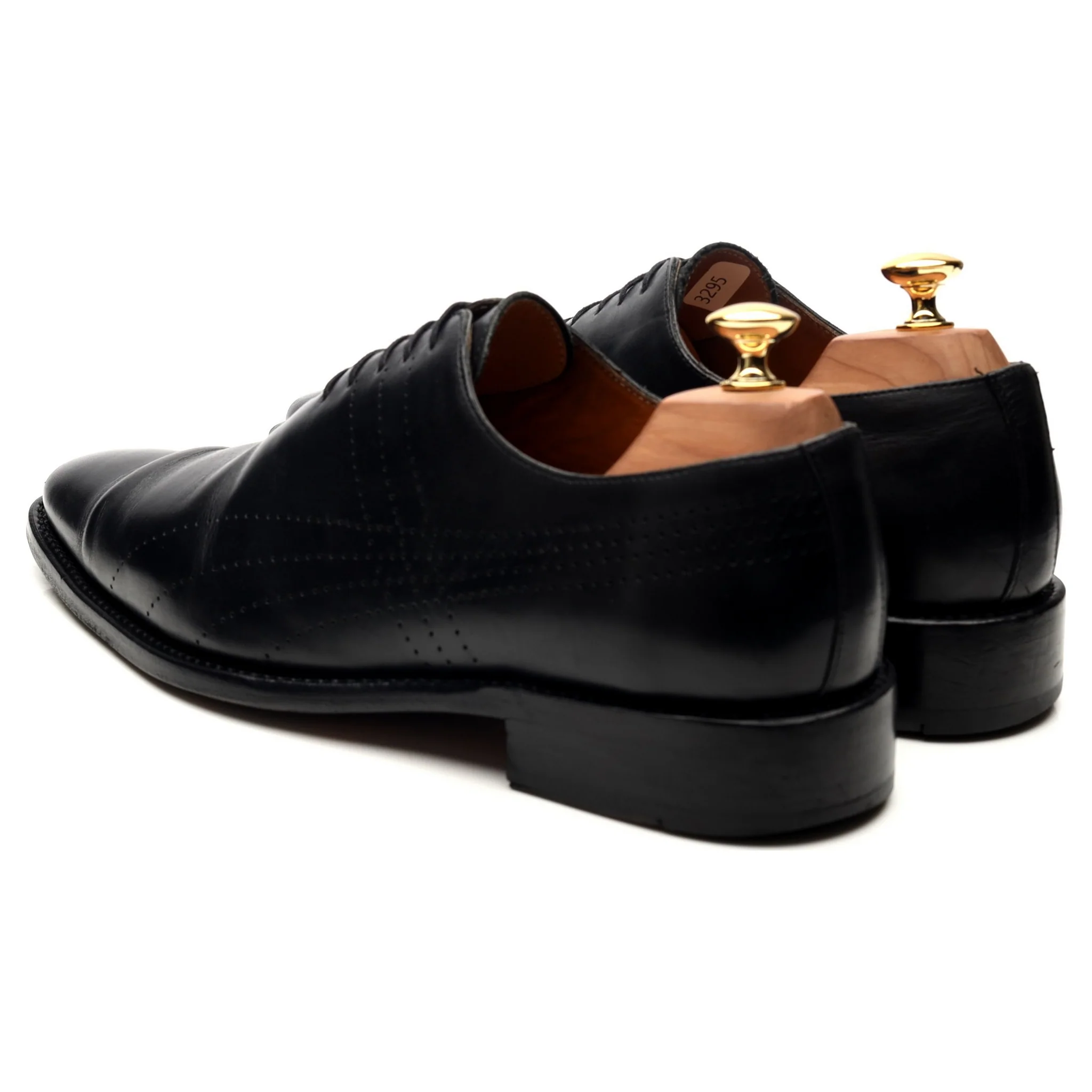 Black Leather Wholecut Oxford UK 9 - Image 3