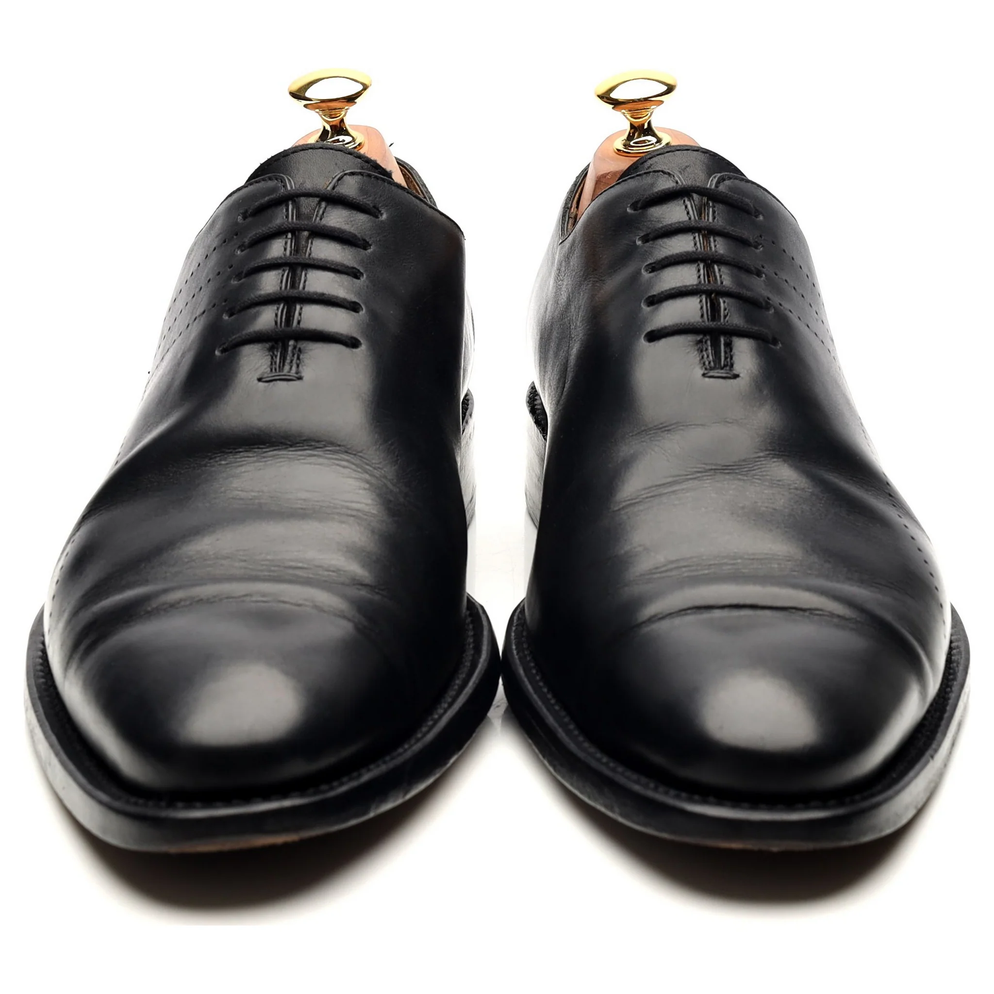 Black Leather Wholecut Oxford UK 9 - Image 8