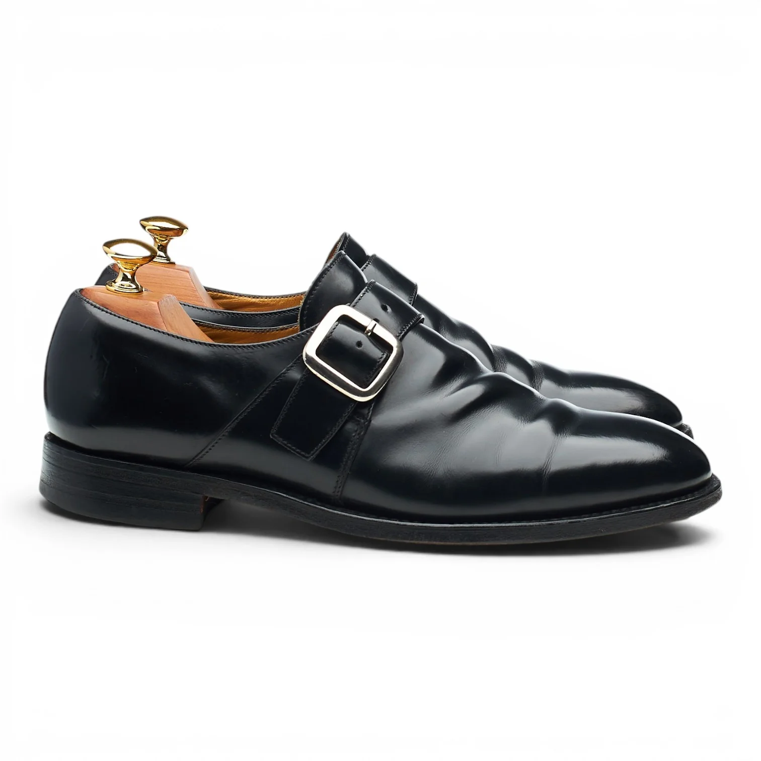 'Paisley' Black Leather Monk Strap UK 7 F