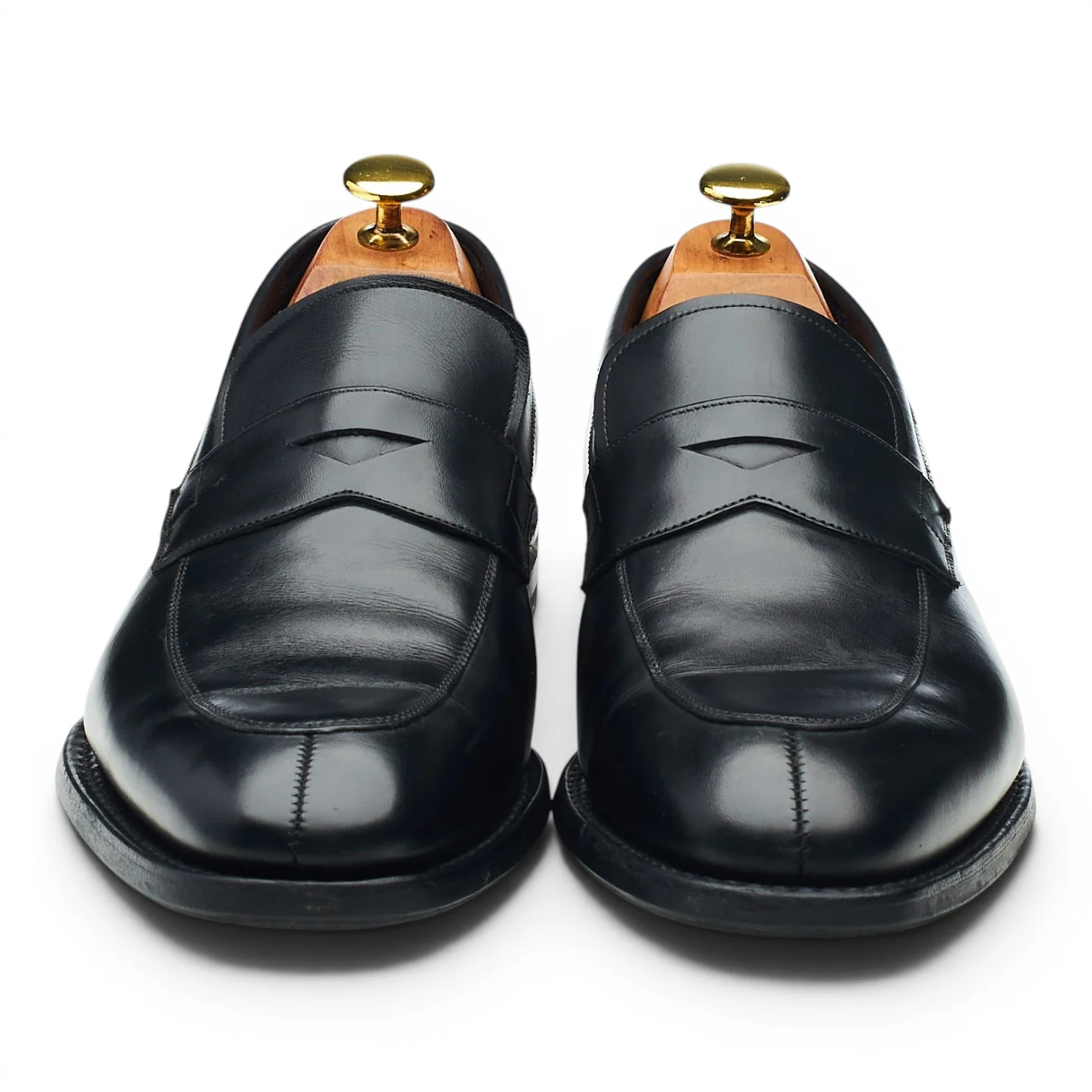 'Parham' Black Leather Split Toe Loafers UK 8 F - Image 2