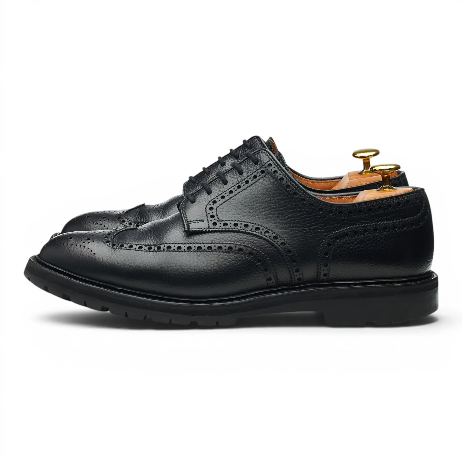 'Pembroke' Black Grain Leather Derby Brogues UK 8 E - Image 3