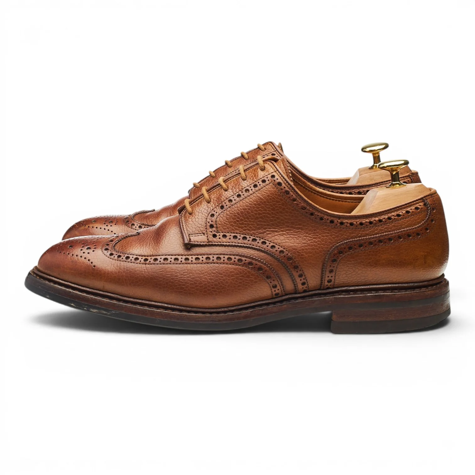 'Pembroke' Tan Brown Grain Leather Derby Brogues UK 8.5 E - Image 3