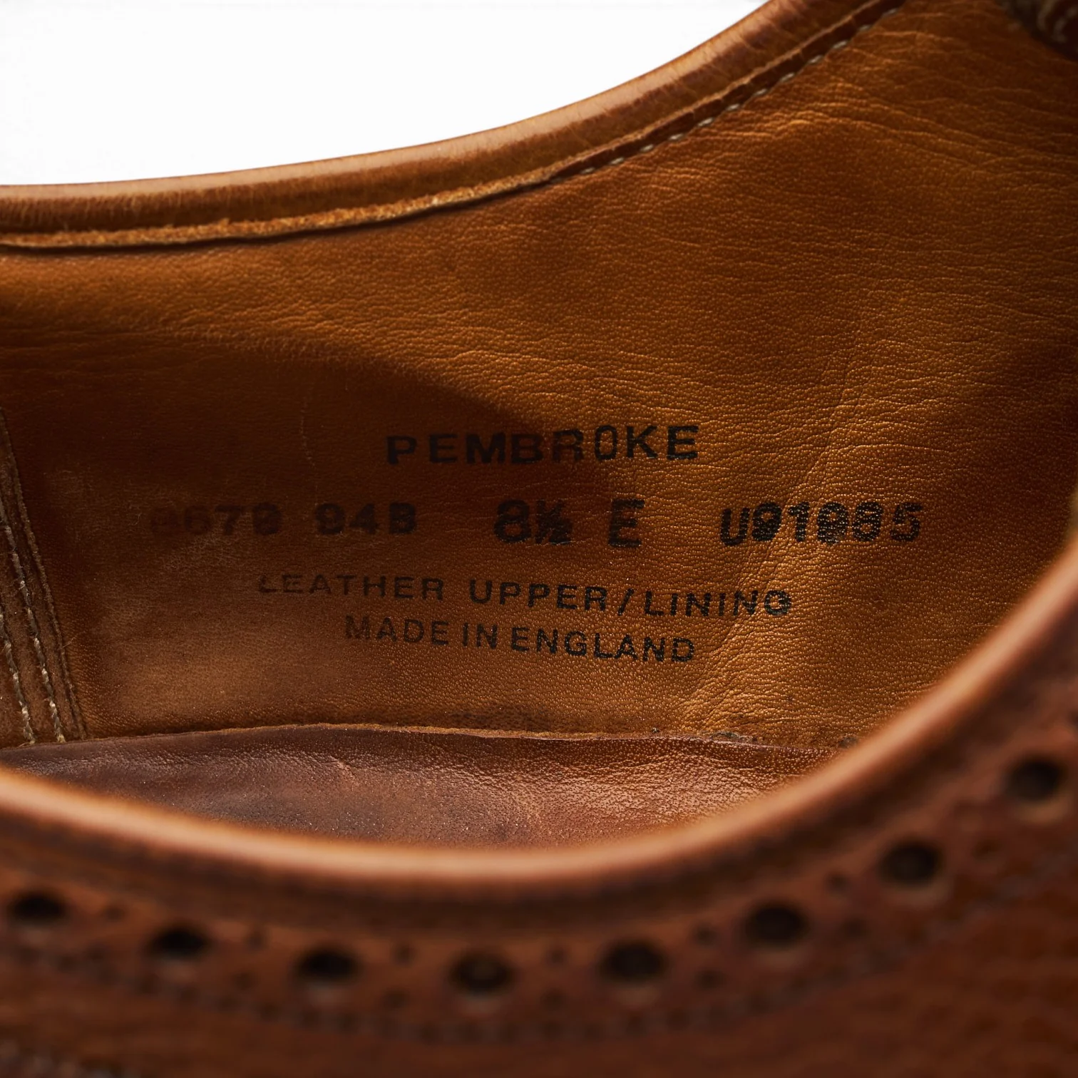 'Pembroke' Tan Brown Grain Leather Derby Brogues UK 8.5 E - Image 7