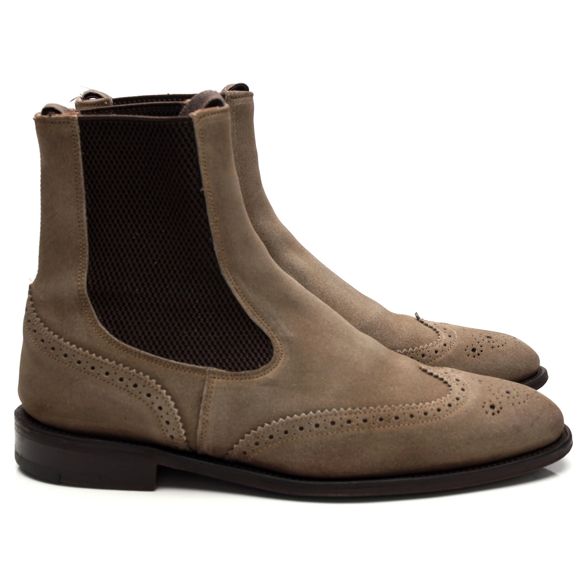 'Raimond' Stone Grey Suede Chelsea Boots Brogues UK 7