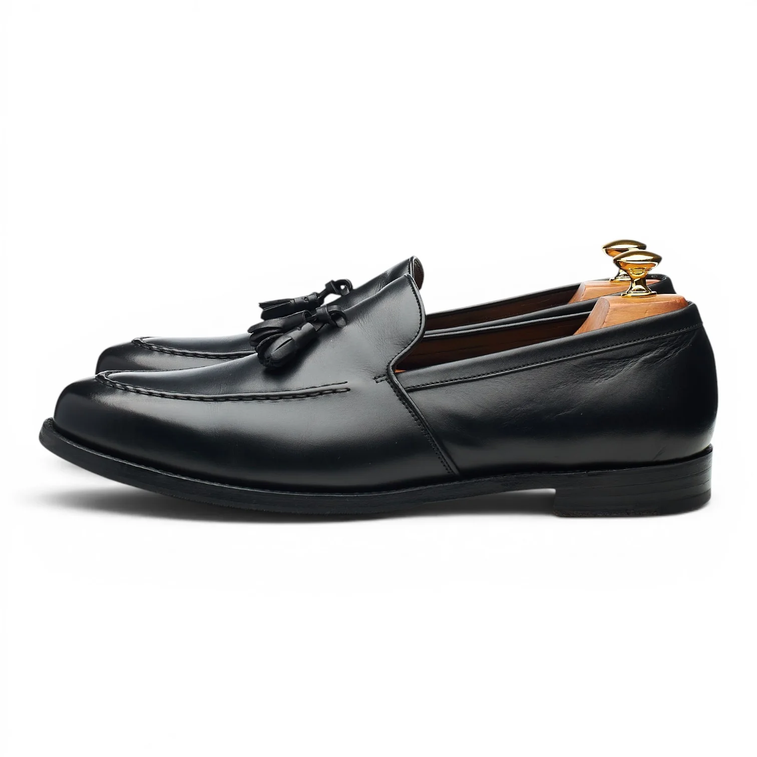 'Ramsden' Black Leather Tassel Loafers UK 10 F - Image 3