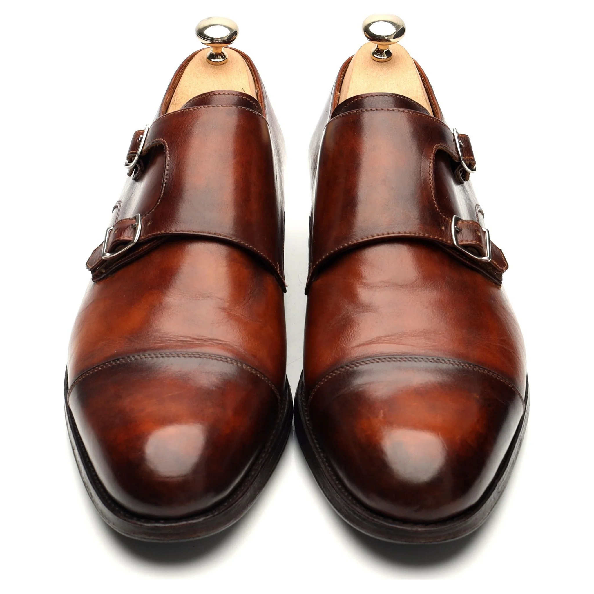 'Rennan' Tan Brown Patina Leather Double Monk Strap UK 8 - Image 2