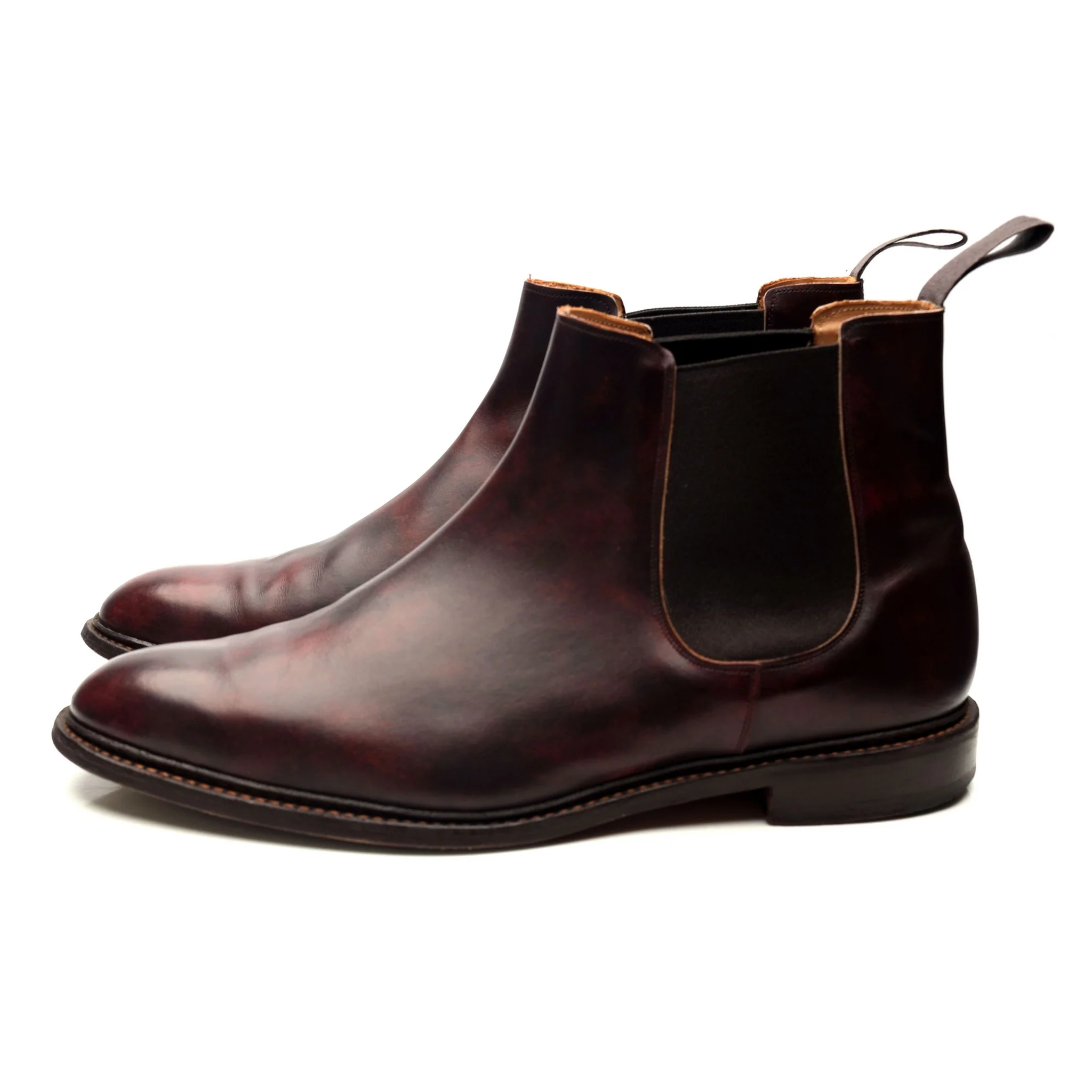 'Roxbury' Burgundy Museum Leather Chelsea Boots UK 12 - Image 2