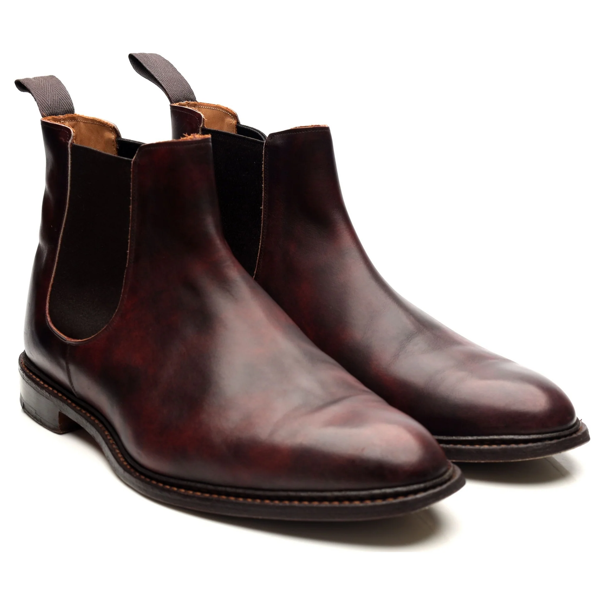 'Roxbury' Burgundy Museum Leather Chelsea Boots UK 12 - Image 7