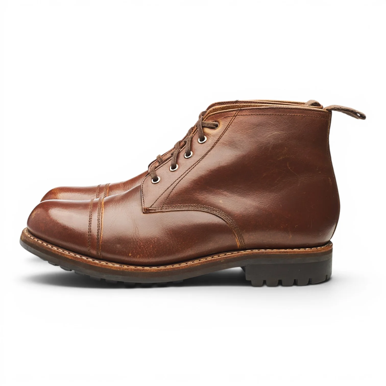 'Ryan' Brown Leather Cap Toe Boots UK 8.5 F - Image 3