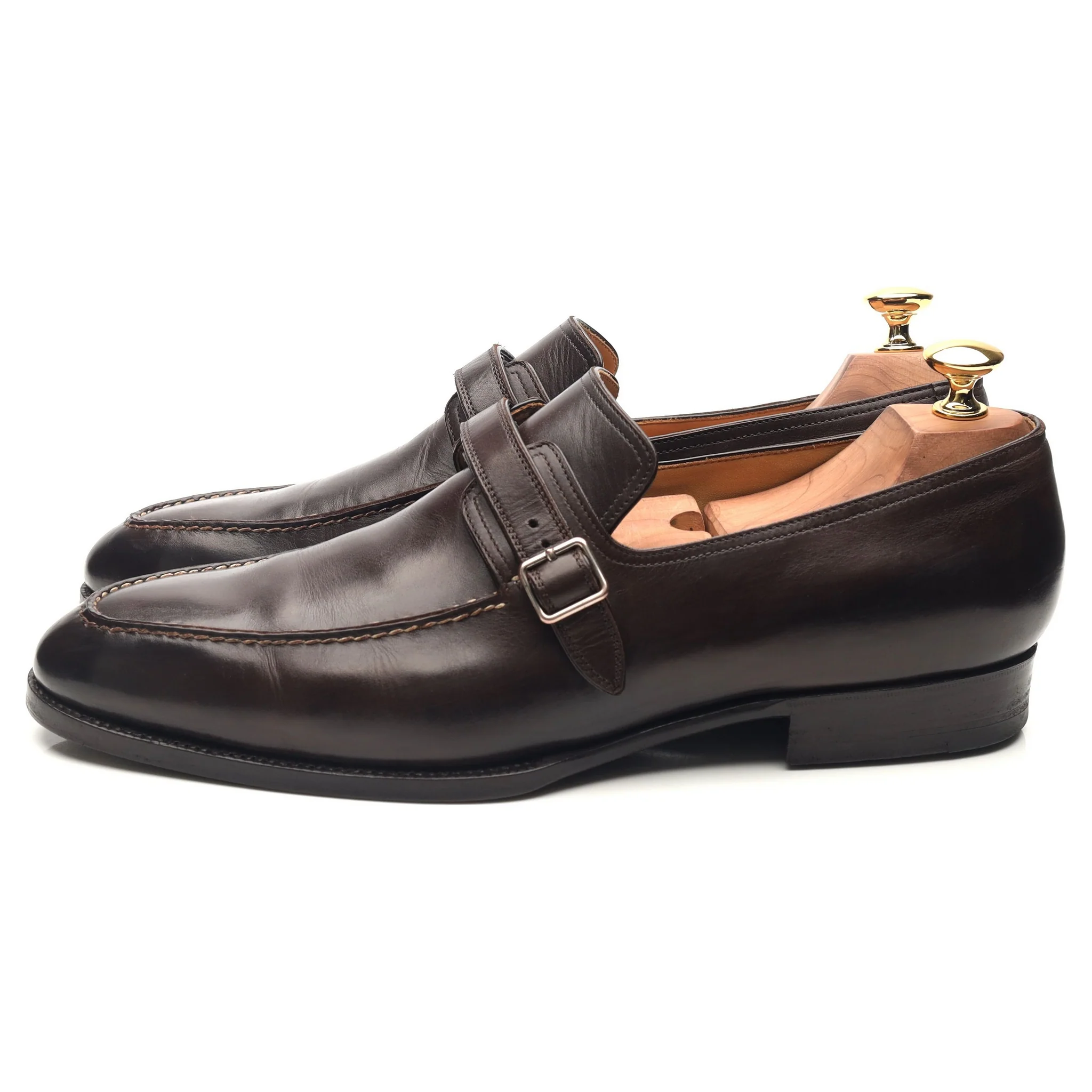 '100' Dark Brown Leather Monk Strap UK 9 F - Image 2