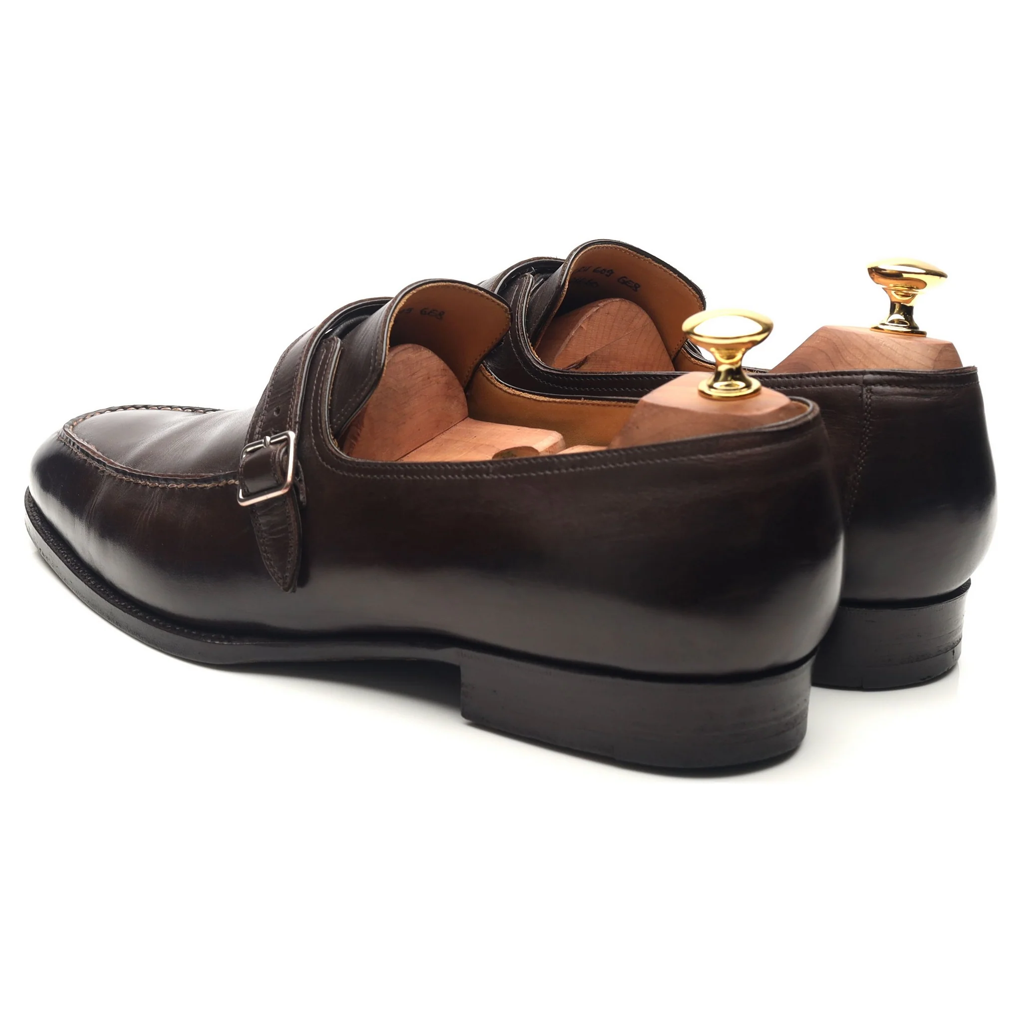 '100' Dark Brown Leather Monk Strap UK 9 F - Image 3