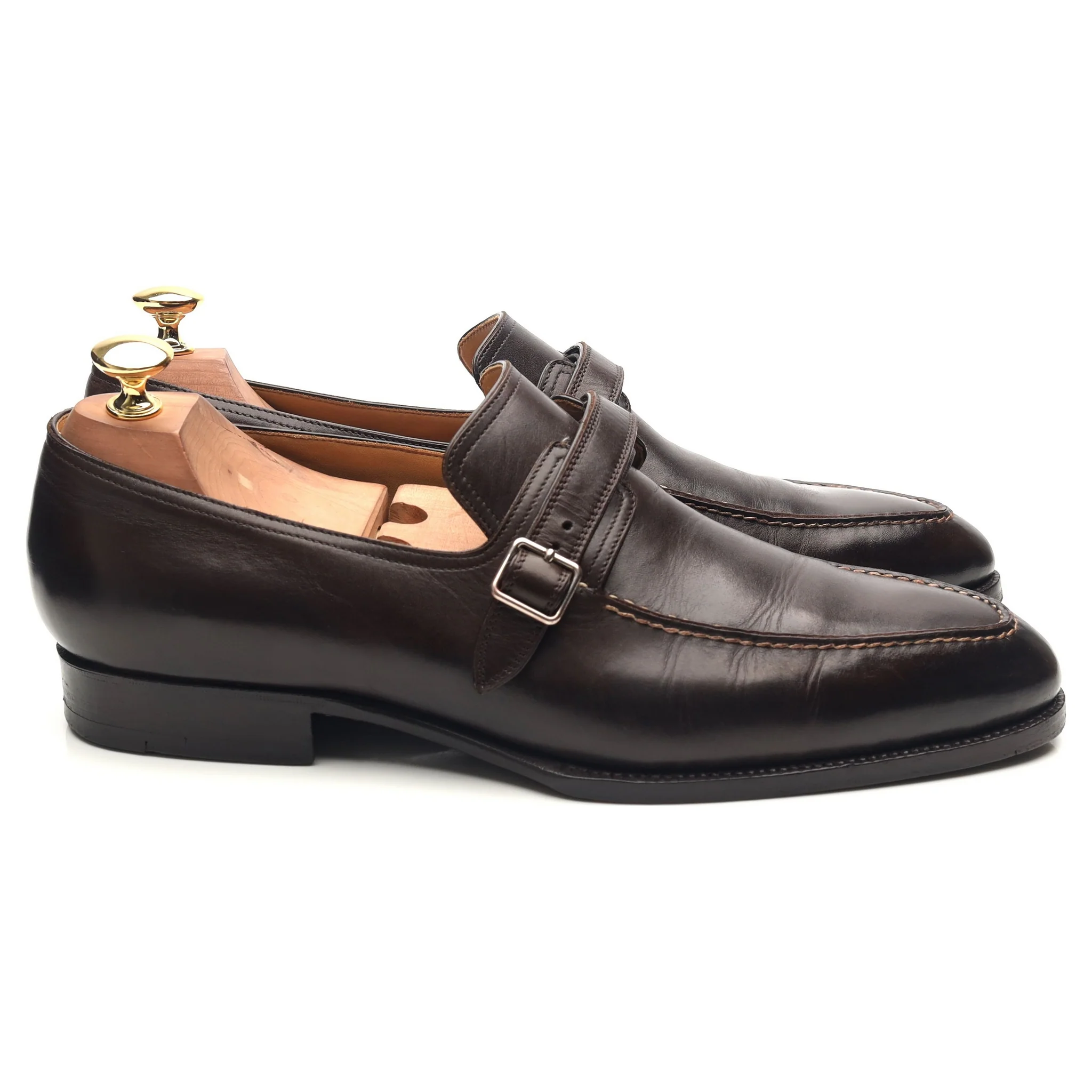 '100' Dark Brown Leather Monk Strap UK 9 F - Image 6