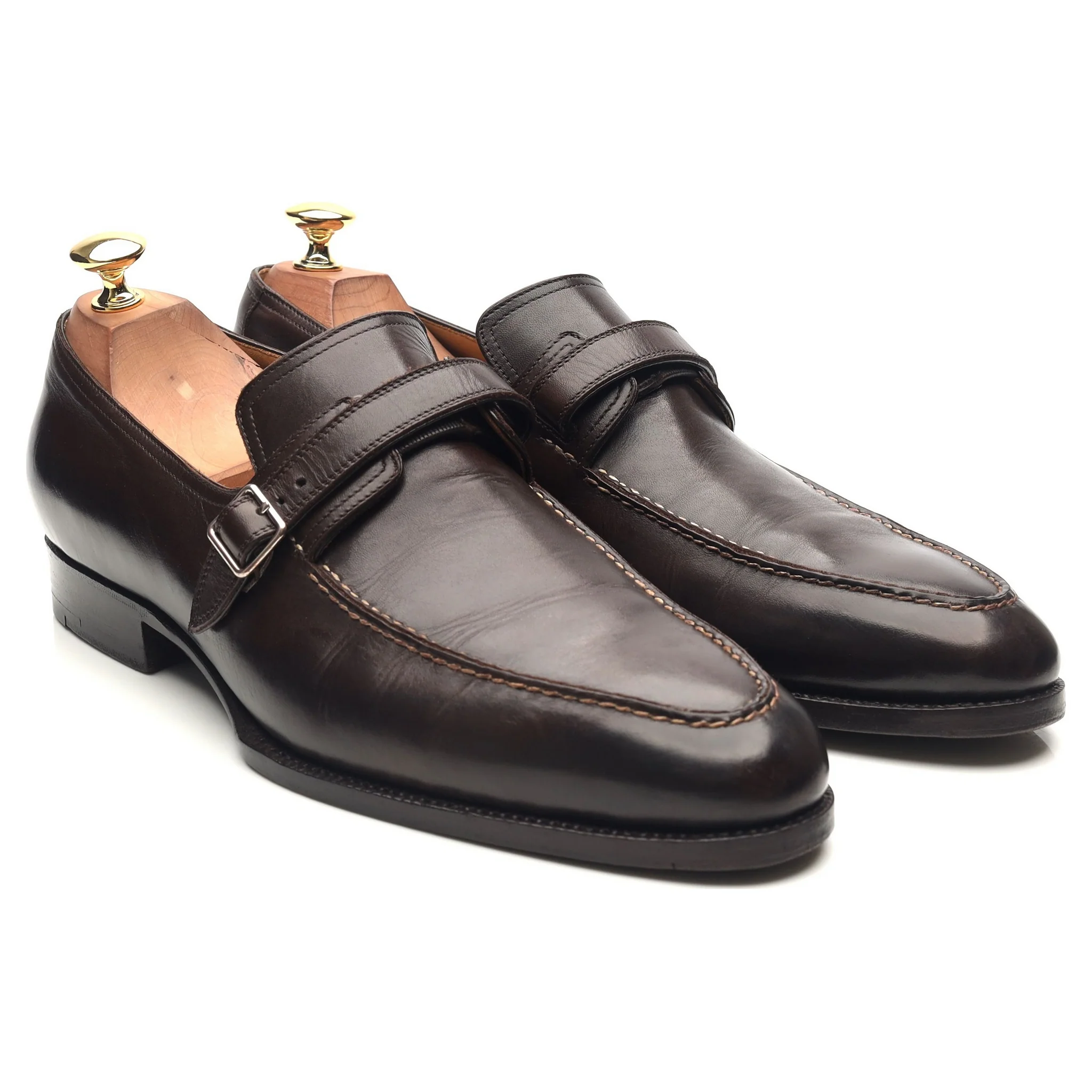 '100' Dark Brown Leather Monk Strap UK 9 F - Image 7