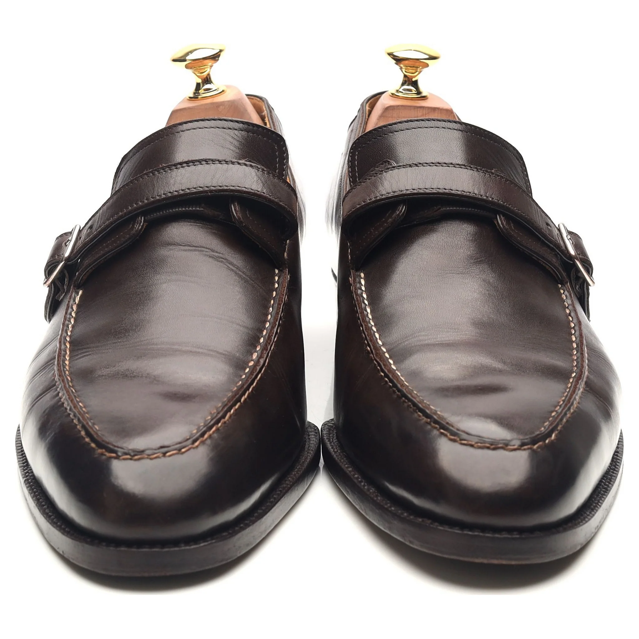 '100' Dark Brown Leather Monk Strap UK 9 F - Image 8