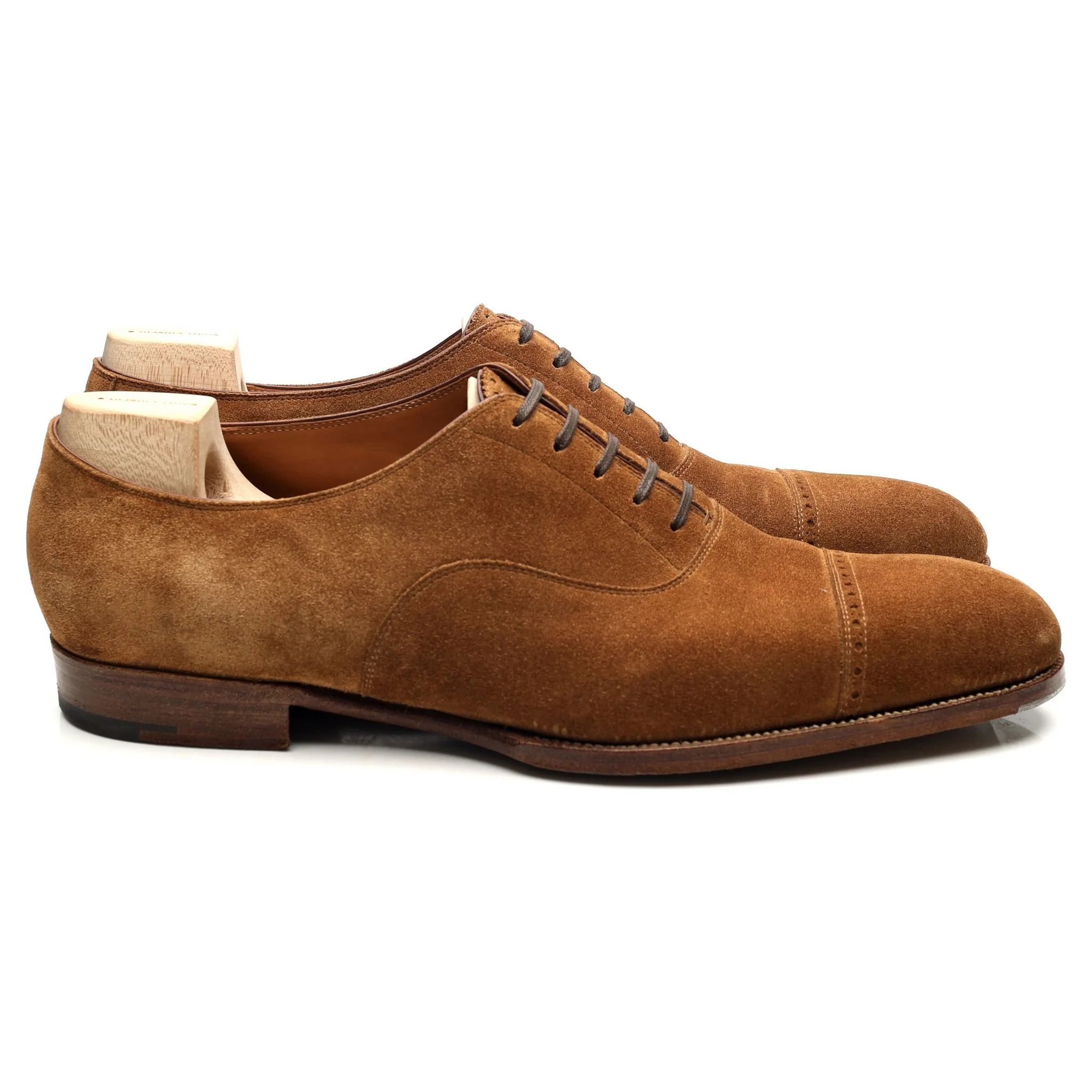 Drake's Tan Brown Suede Oxford Semi Brogues UK 10 F - Image 6