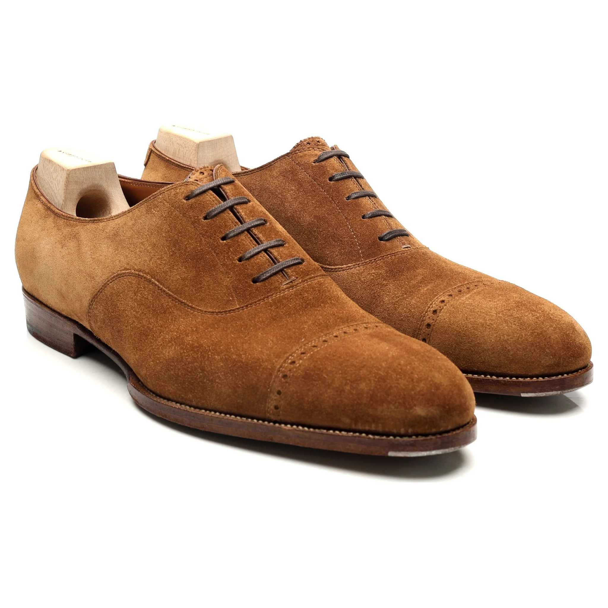 Drake's Tan Brown Suede Oxford Semi Brogues UK 10 F - Image 7