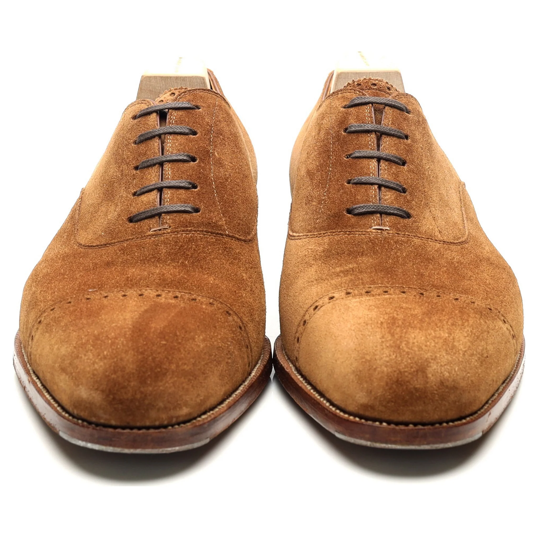 Drake's Tan Brown Suede Oxford Semi Brogues UK 10 F - Image 8
