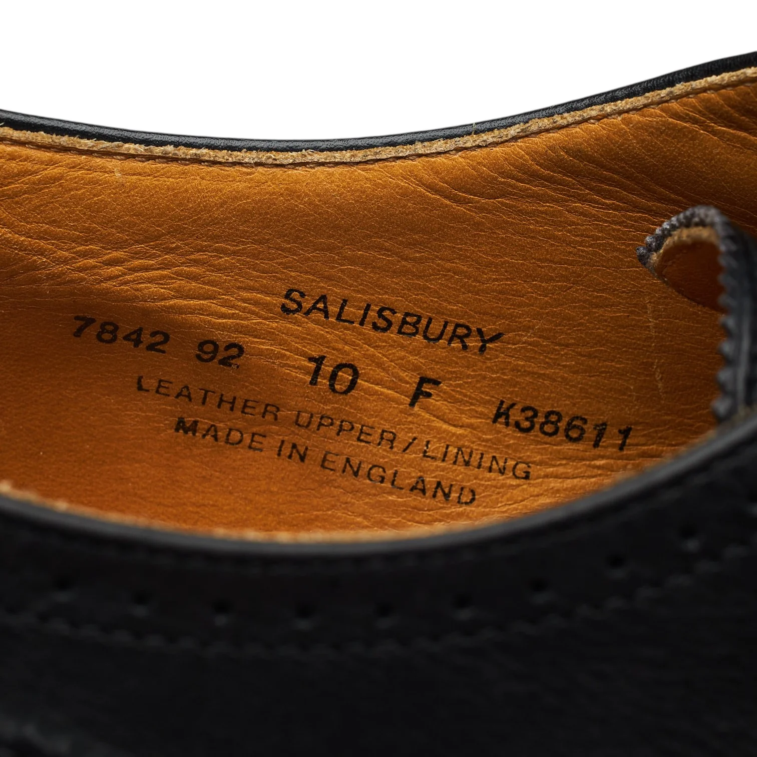 'Salisbury' Black Leather Derby Brogues UK 10 F - Image 7