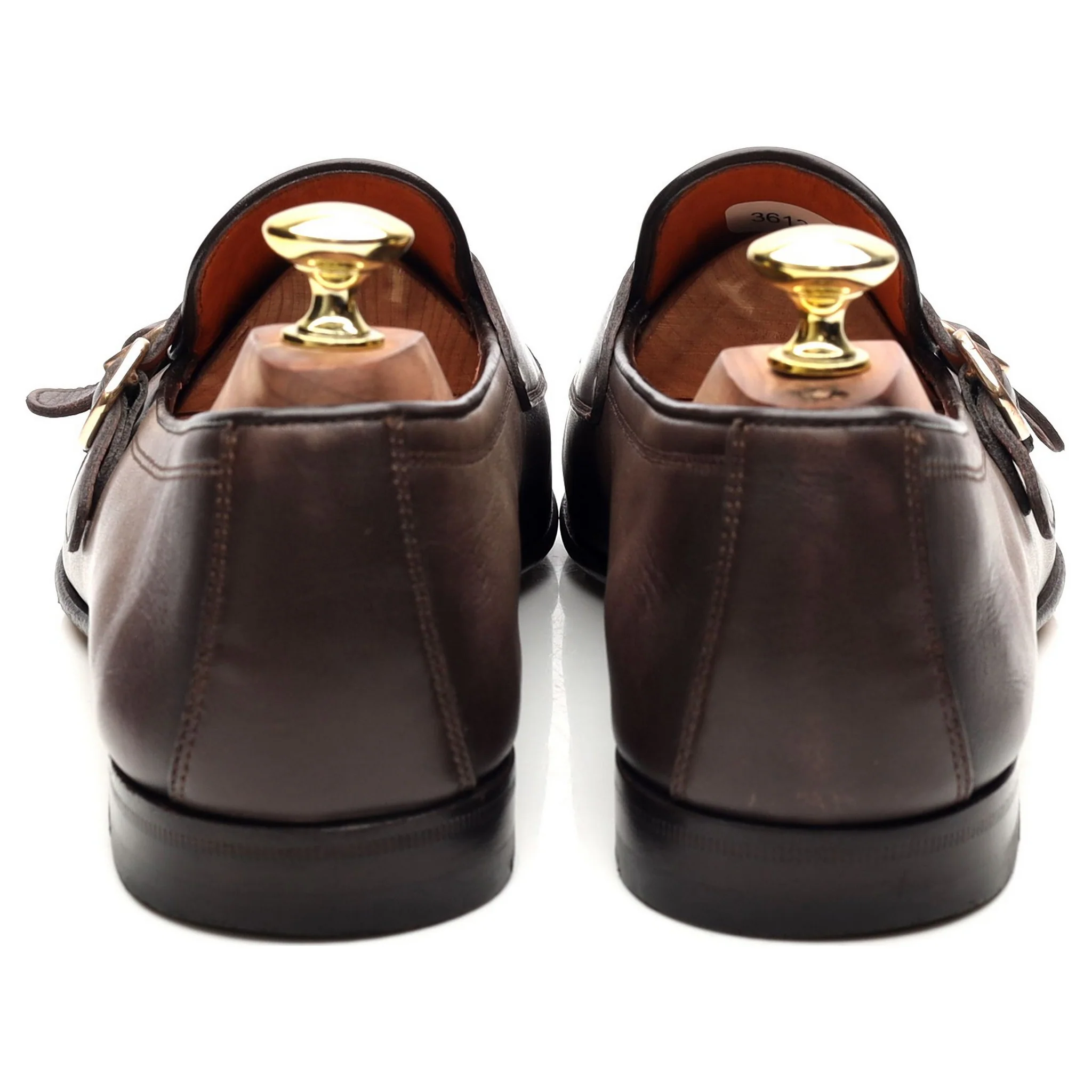 Grey Leather Double Monk Loafers UK 7.5 F - Image 4