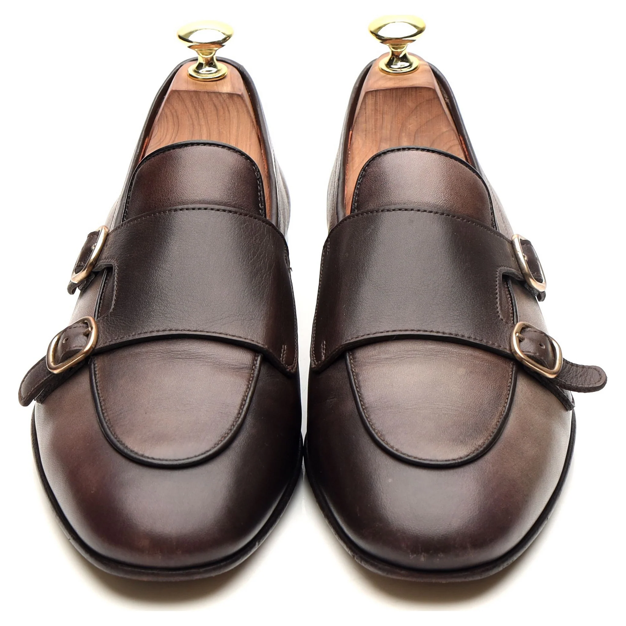 Grey Leather Double Monk Loafers UK 7.5 F - Image 9