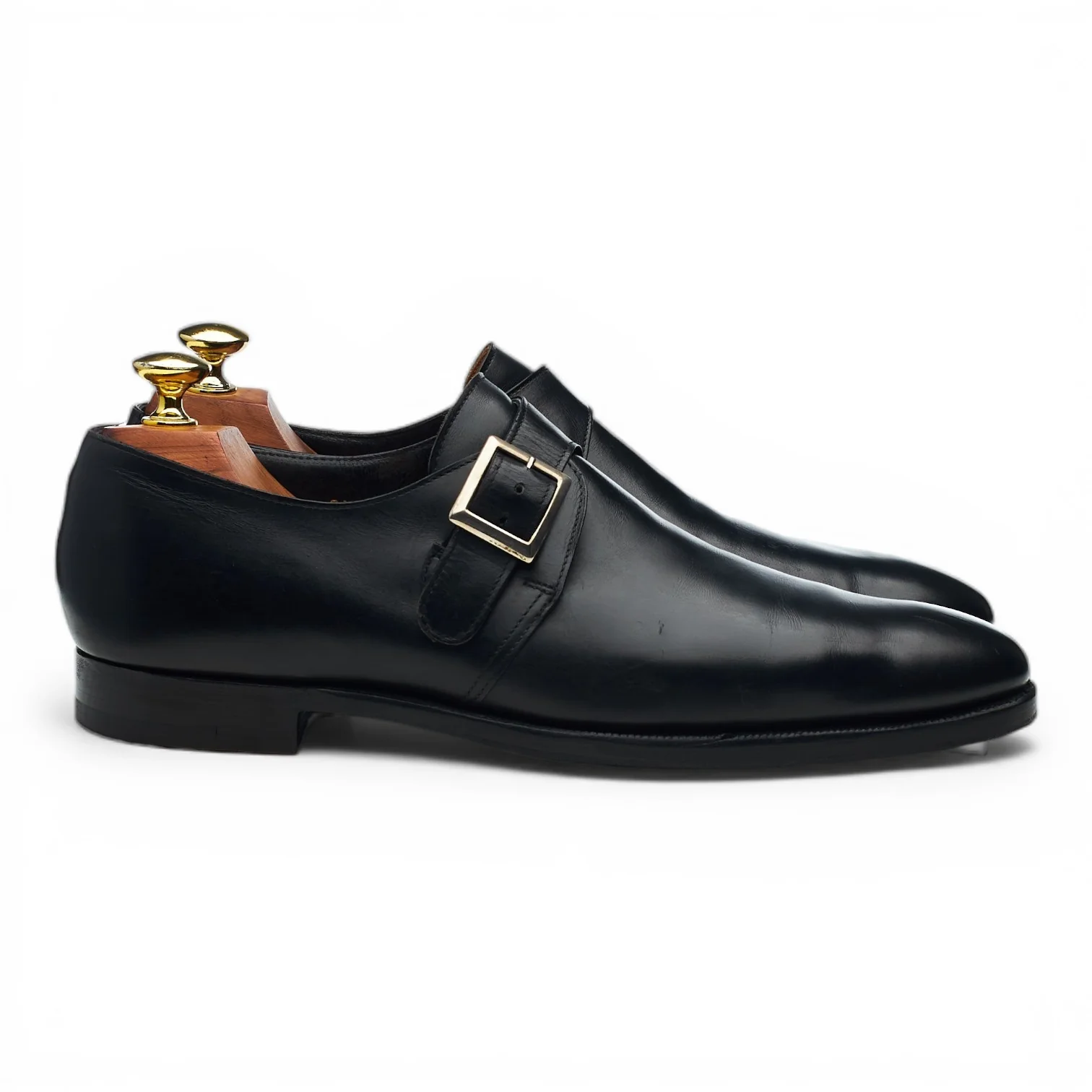 'Savile' Black Leather Monk Strap UK 7 E