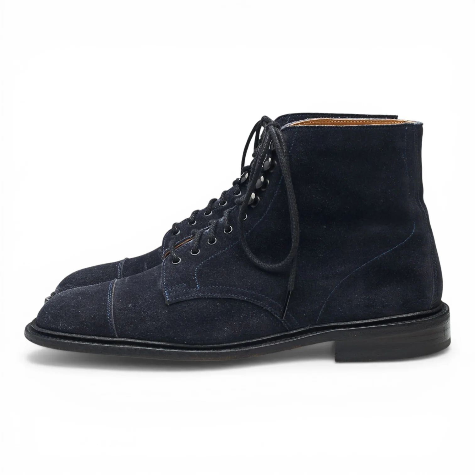 'Scott' Navy Blue Suede Cap Toe Boots UK 8 - Image 3