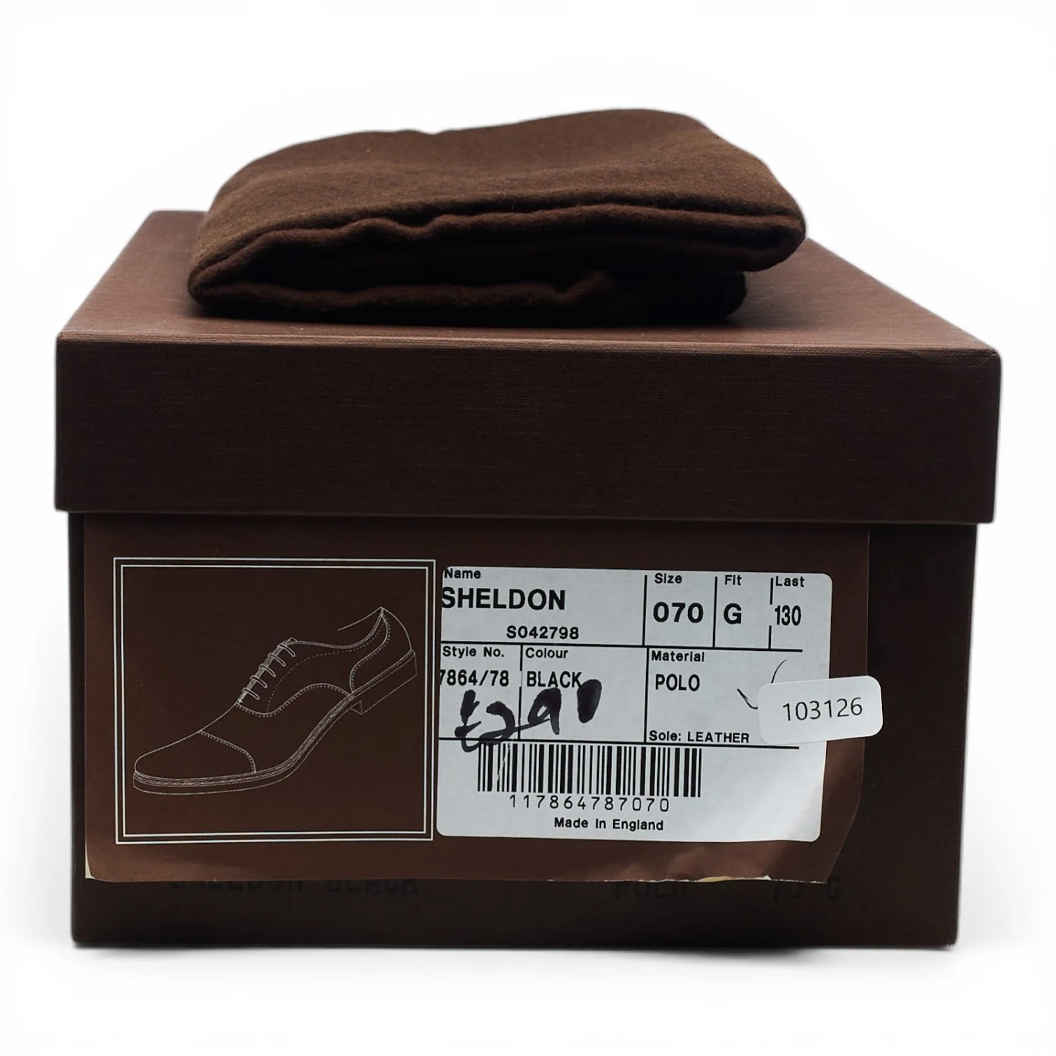 'Sheldon' Black Leather Oxford UK 7 G - Image 9