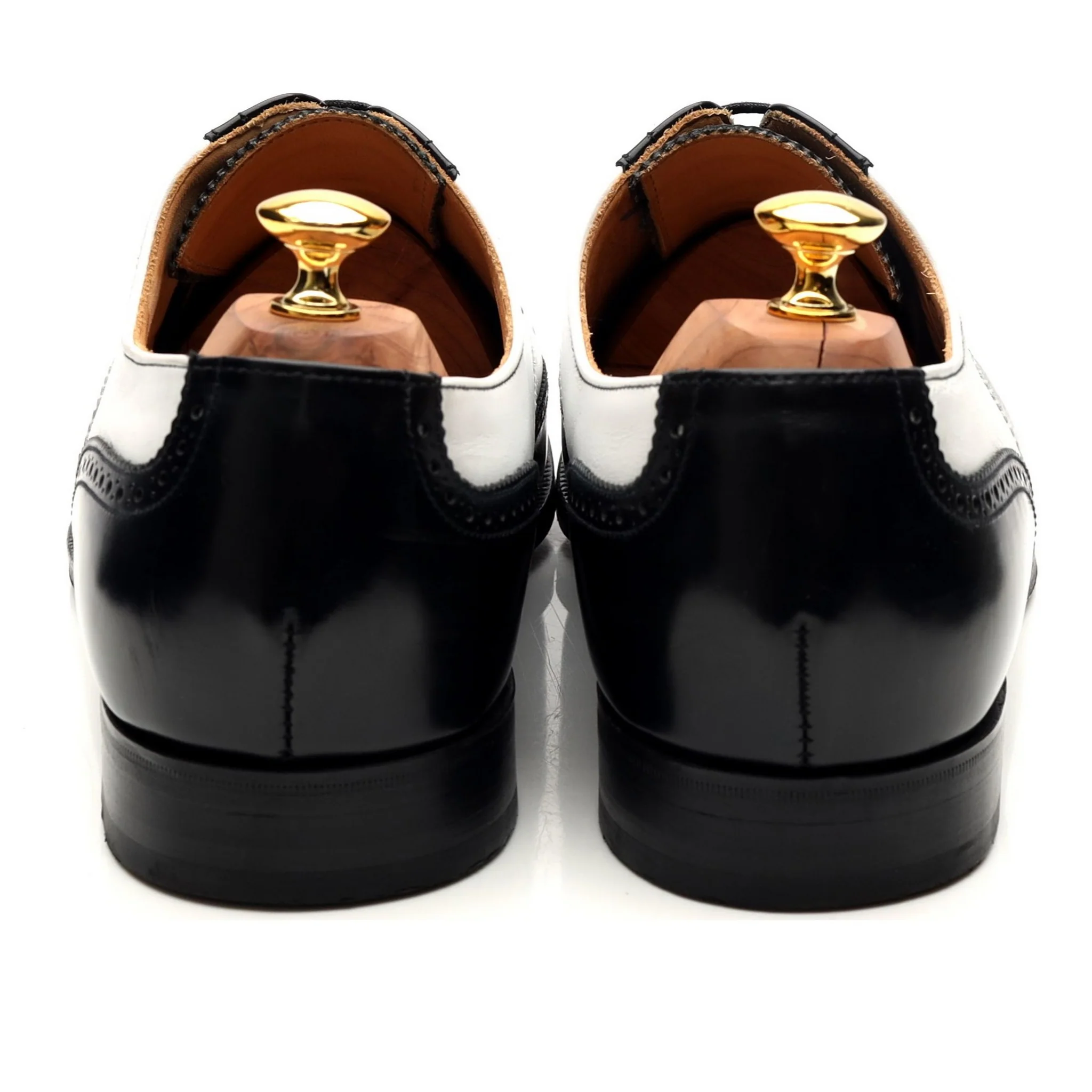 'George' Black White Leather Spectator Brogues UK 12 F - Image 4