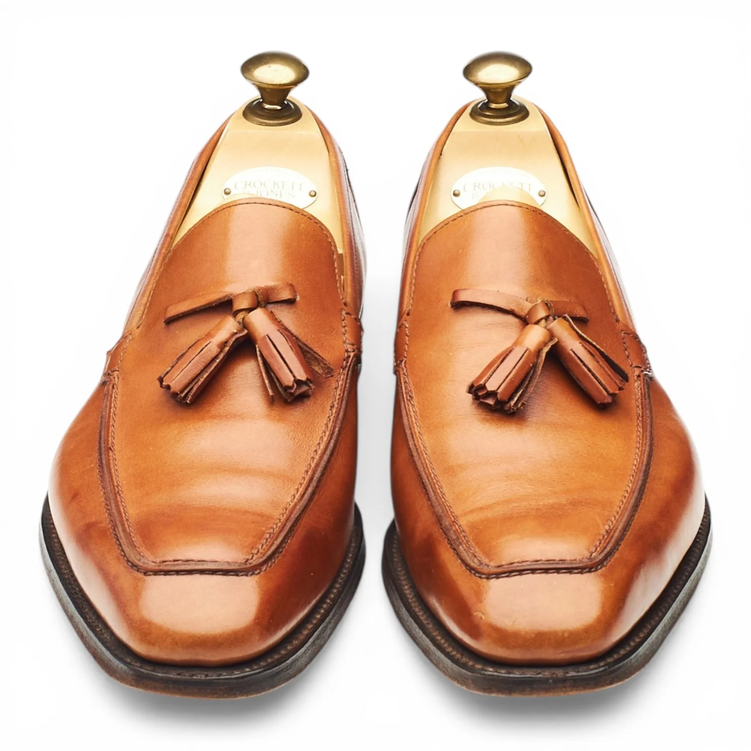 'Stanford' Tan Brown Leather Tassel Loafers UK 9.5 E - Image 2